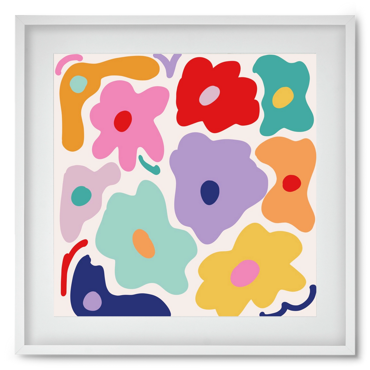 Liquid Flowers , 50x50 cm (40x40 cm), Fehér keret, paszpartuval