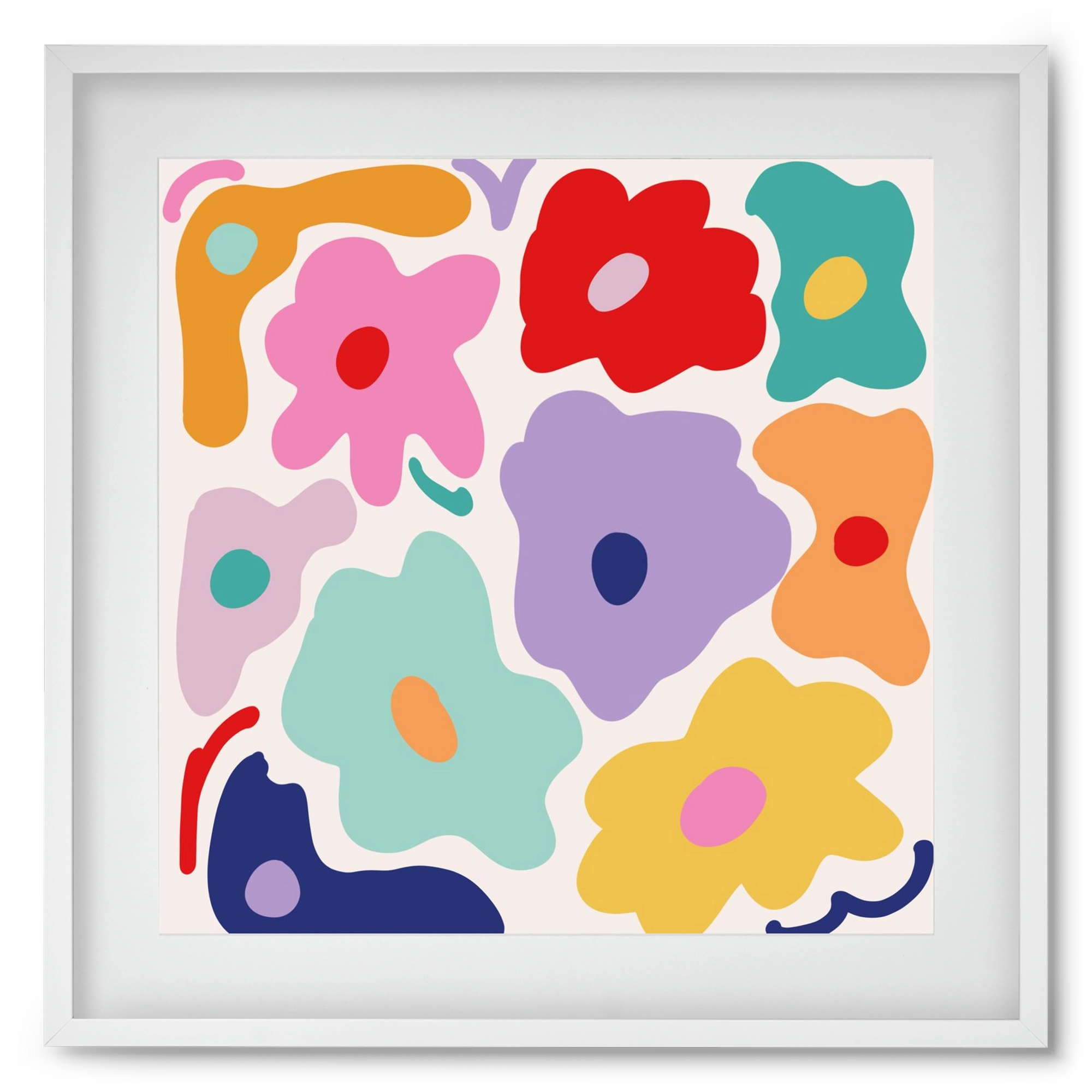 Liquid Flowers , 50x50 cm (40x40 cm), Fehér keret, paszpartuval