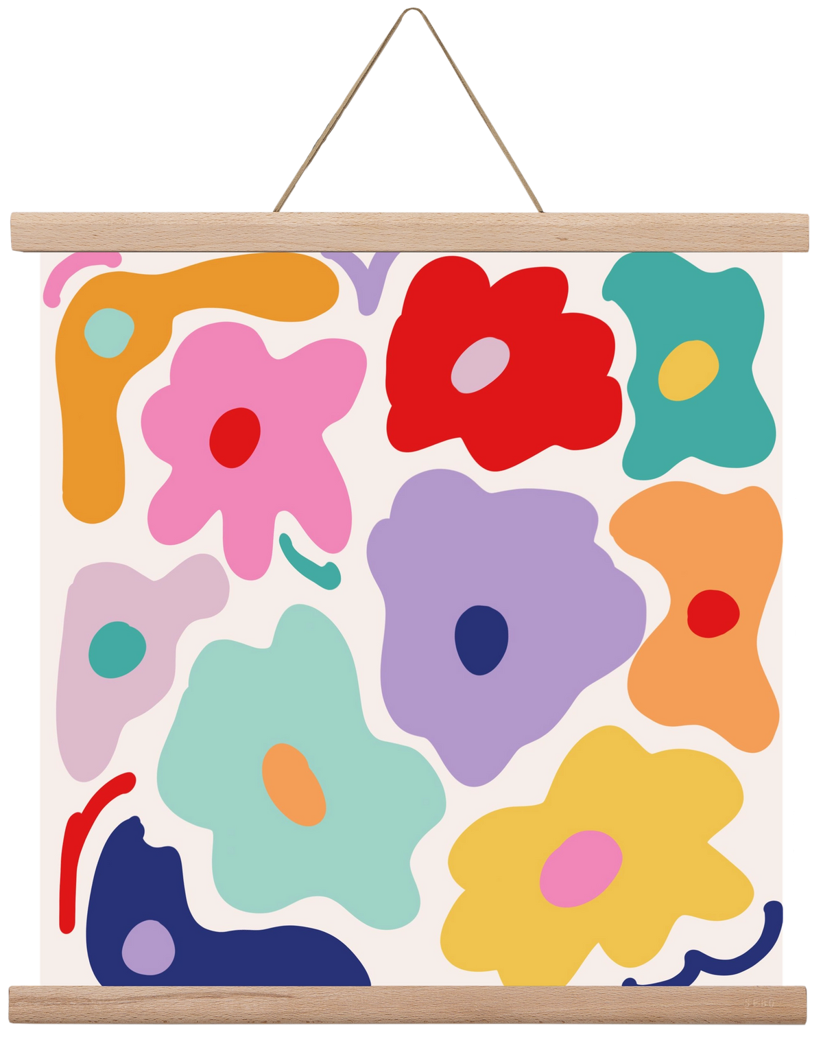 Liquid Flowers , 40x40 cm (40x40 cm), Tölgy akasztó