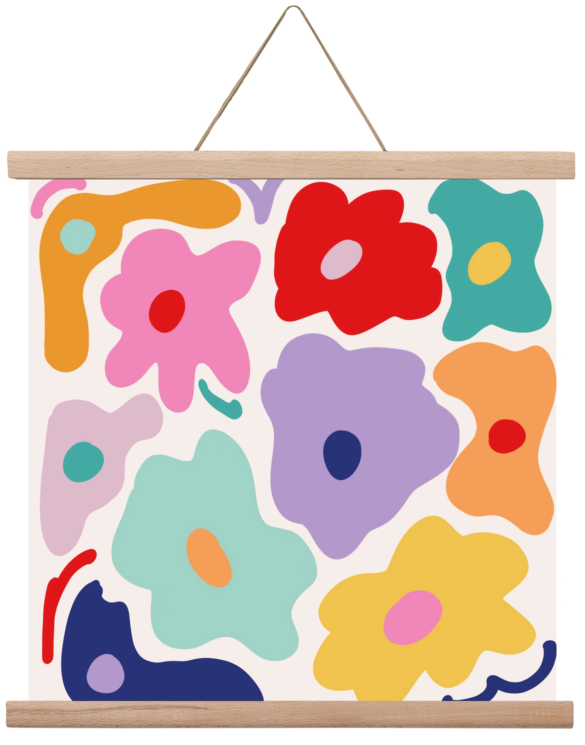 Liquid Flowers , 40x40 cm (40x40 cm), Tölgy akasztó