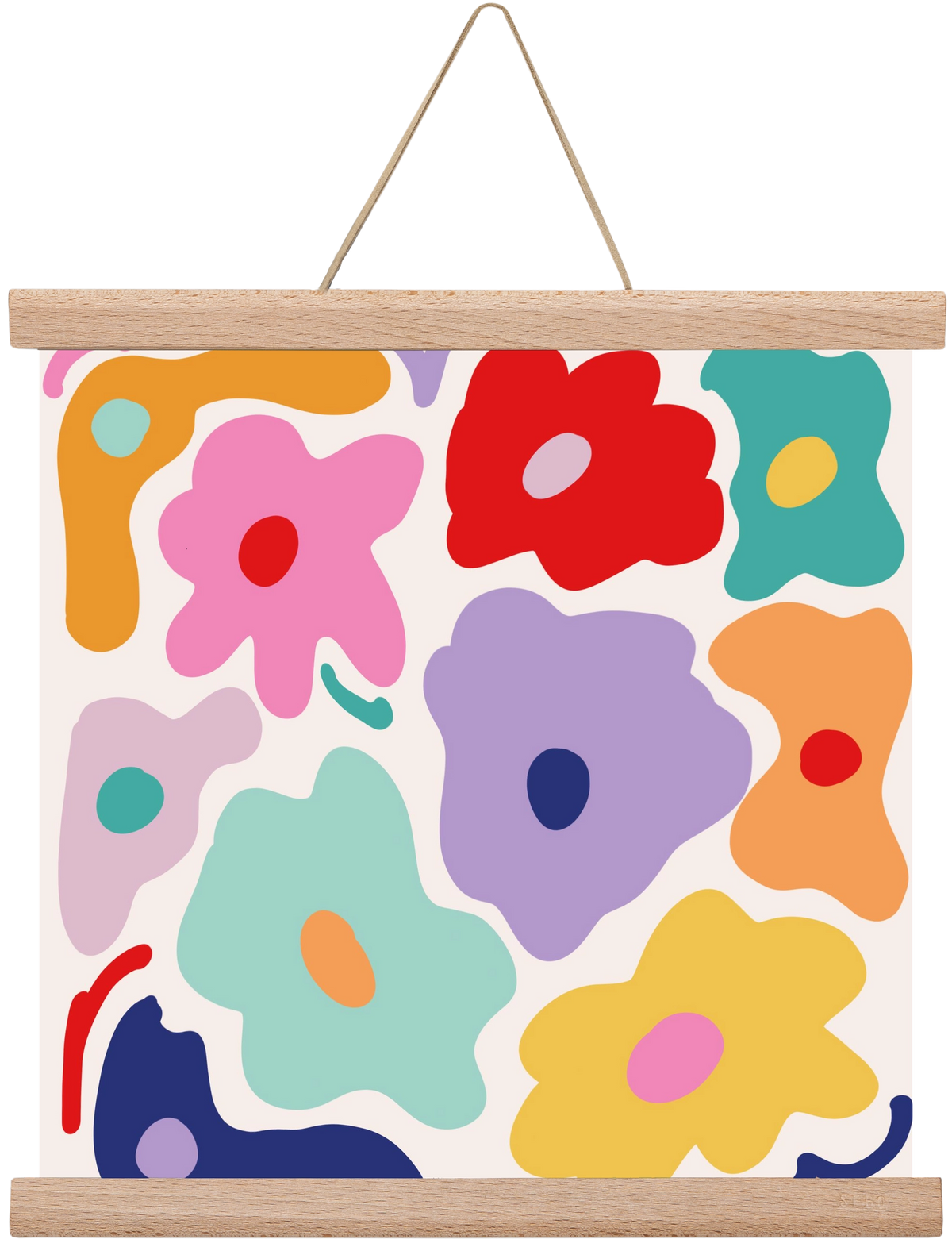 Liquid Flowers , 30x30 cm (30x30 cm), Tölgy akasztó