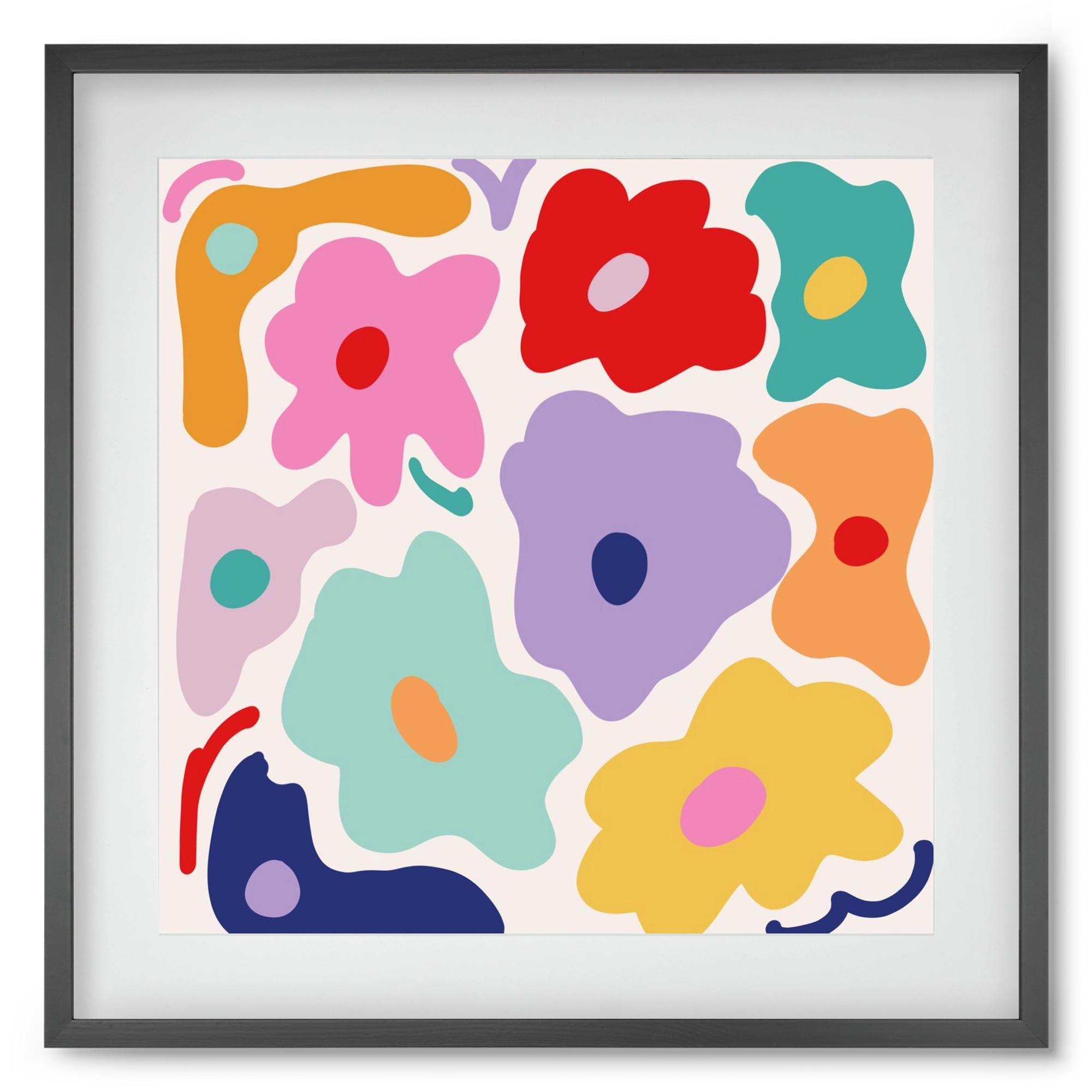 Liquid Flowers , 50x50 cm (40x40 cm), Fekete keret, paszpartuval