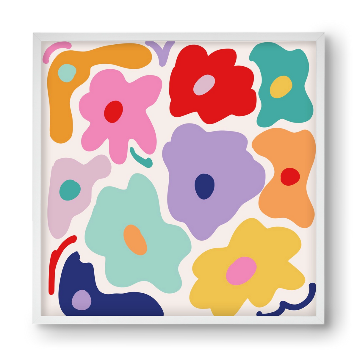 Liquid Flowers , 40x40 cm (40x40 cm), Fehér keret