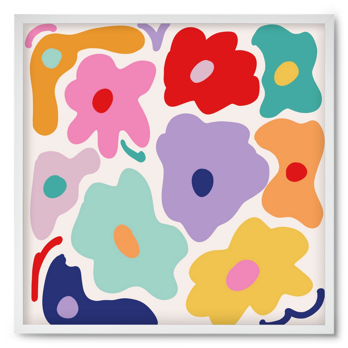 Liquid Flowers , 50x50 cm (50x50 cm), Fehér keret