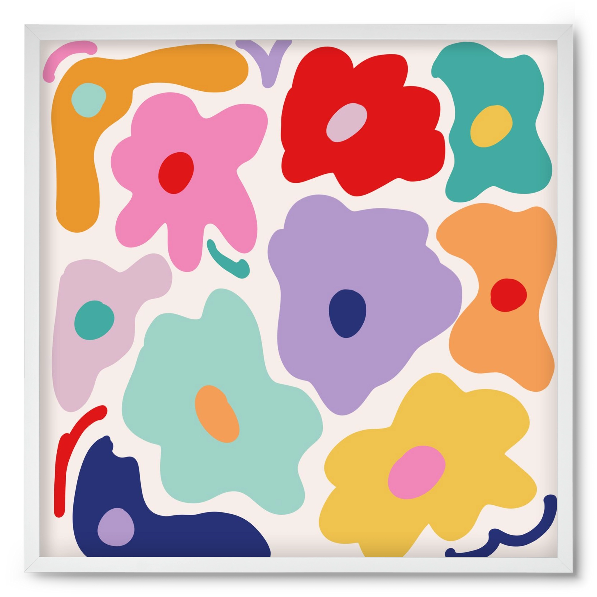 Liquid Flowers , 50x50 cm (50x50 cm), Fehér keret