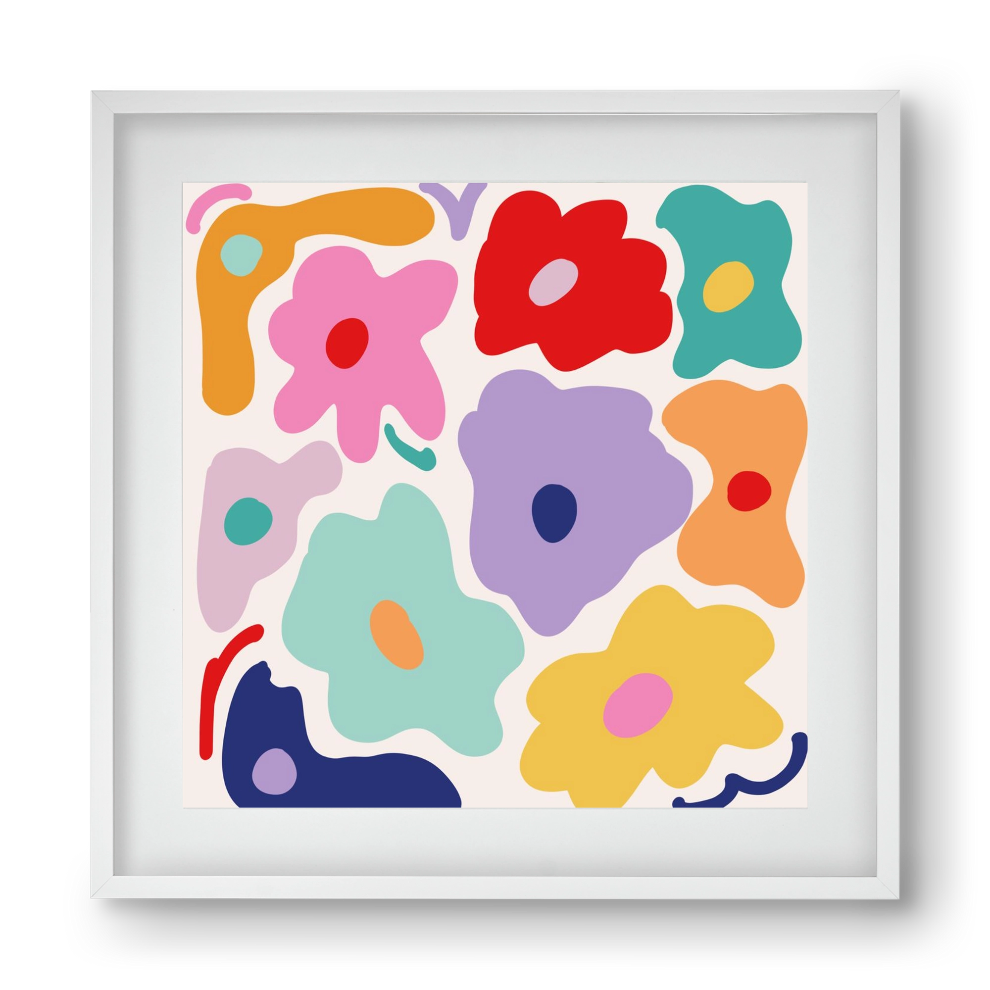 Liquid Flowers , 40x40 cm (30x30 cm), Fehér keret, paszpartuval