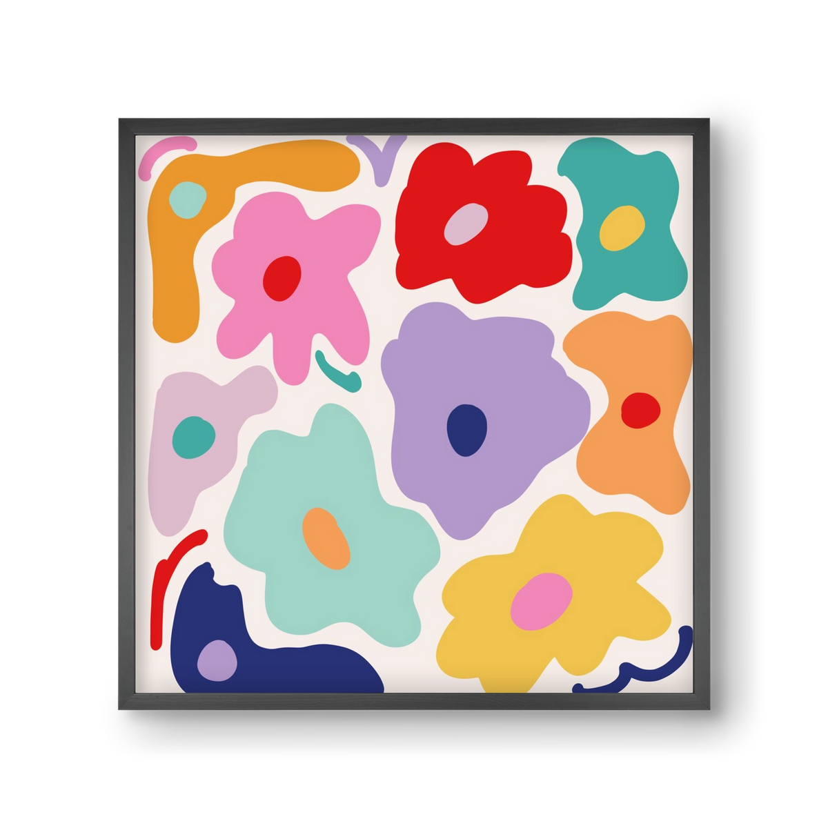 Liquid Flowers , 30x30 cm (30x30 cm), Fekete keret