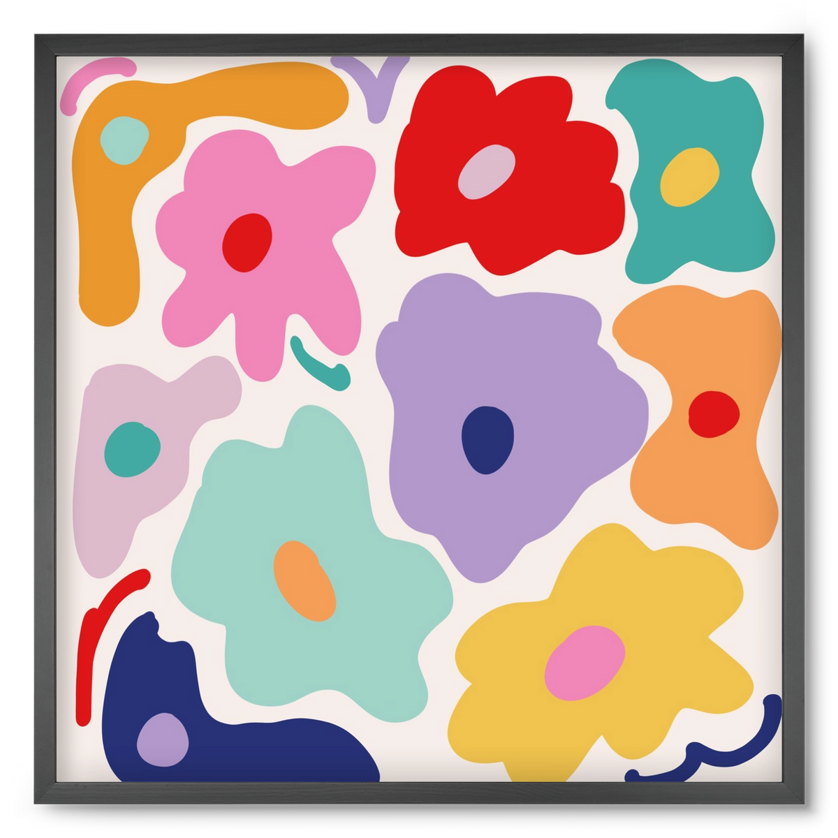 Liquid Flowers , 50x50 cm (50x50 cm), Fekete keret