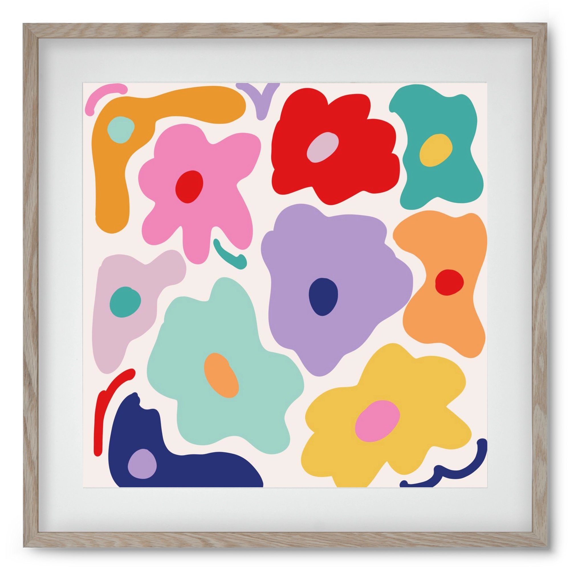 Liquid Flowers , 50x50 cm (40x40 cm), Tölgy keret, paszpartuval