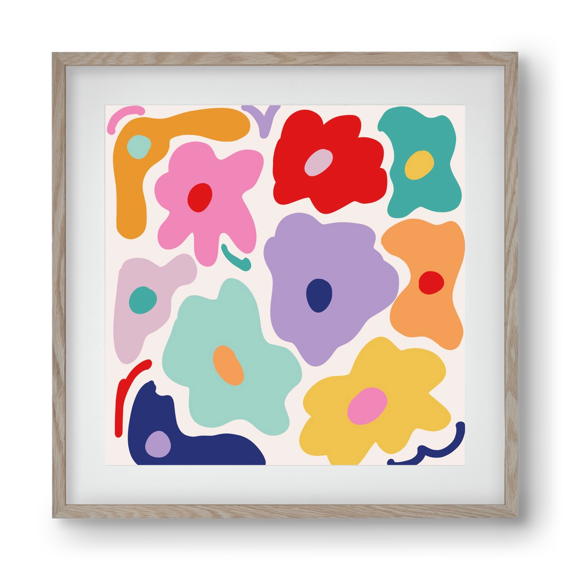 Liquid Flowers , 40x40 cm (30x30 cm), Tölgy keret, paszpartuval