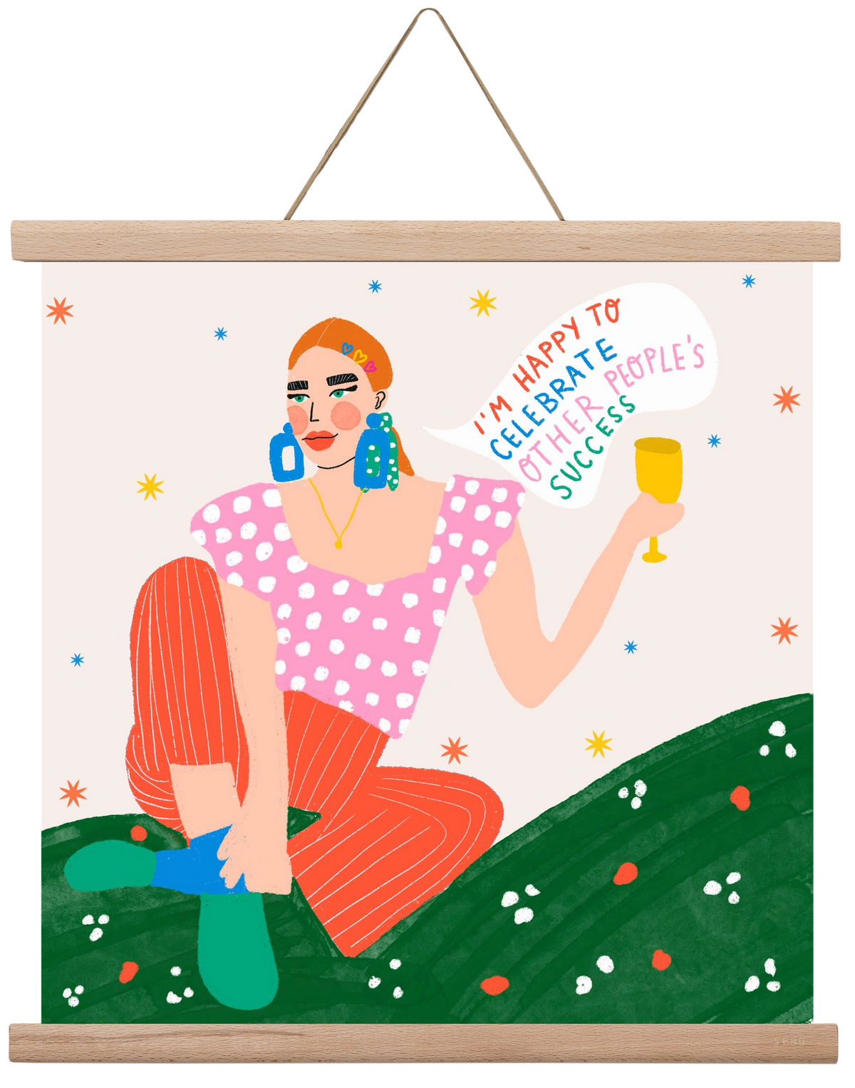 Be Happy For Others , 40x40 cm (40x40 cm), Tölgy akasztó