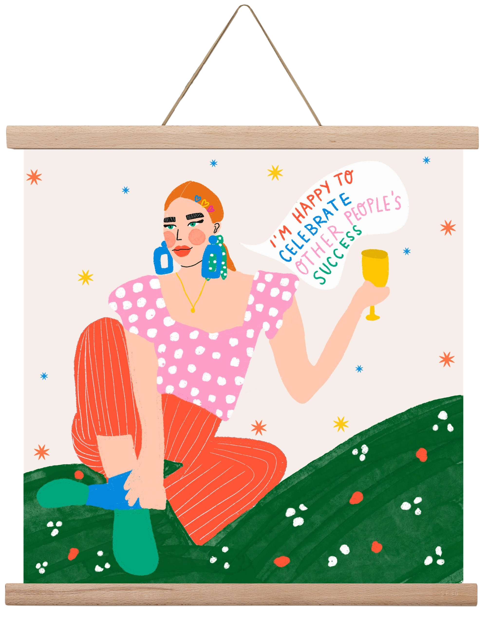 Be Happy For Others , 40x40 cm (40x40 cm), Tölgy akasztó