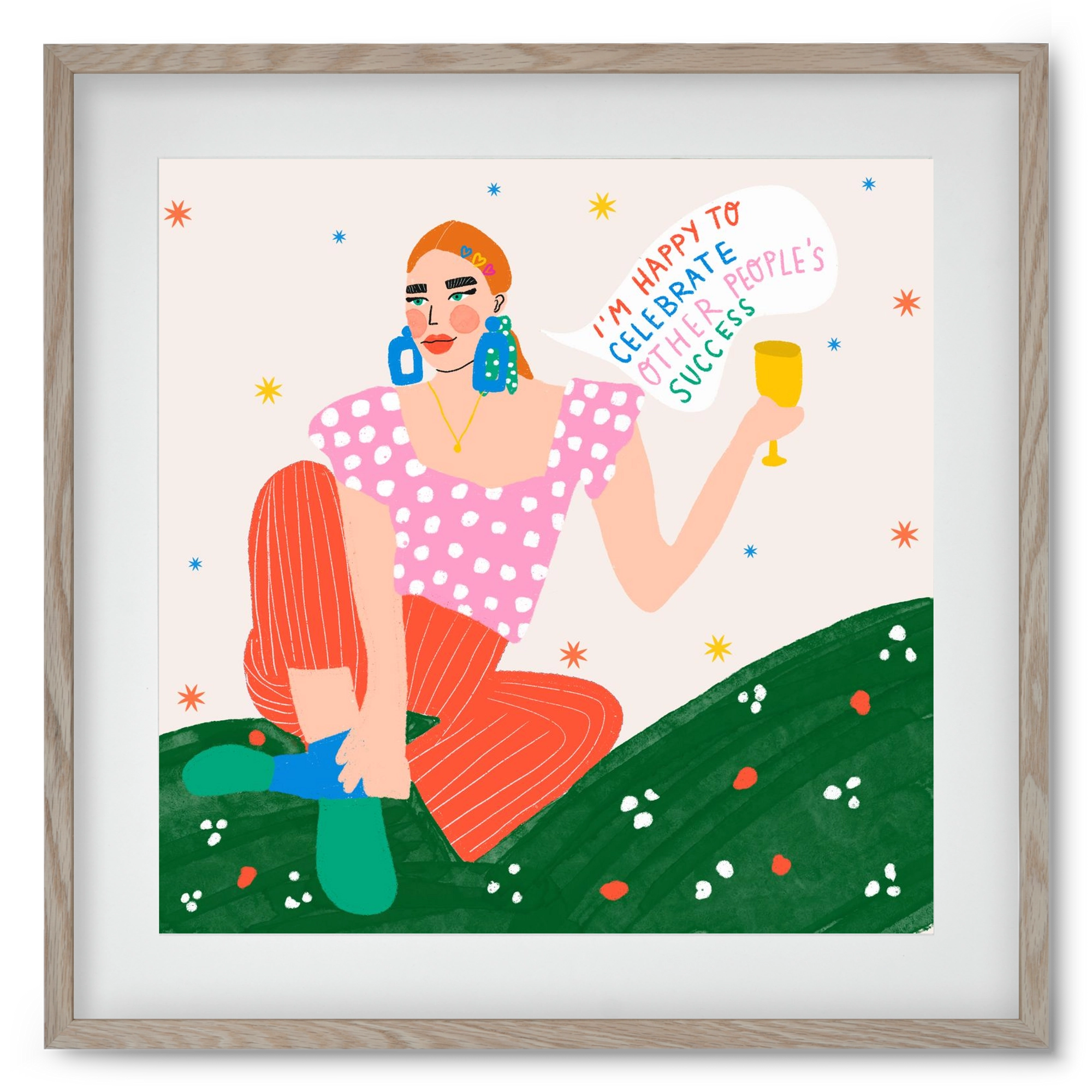 Be Happy For Others , 50x50 cm (40x40 cm), Tölgy keret, paszpartuval