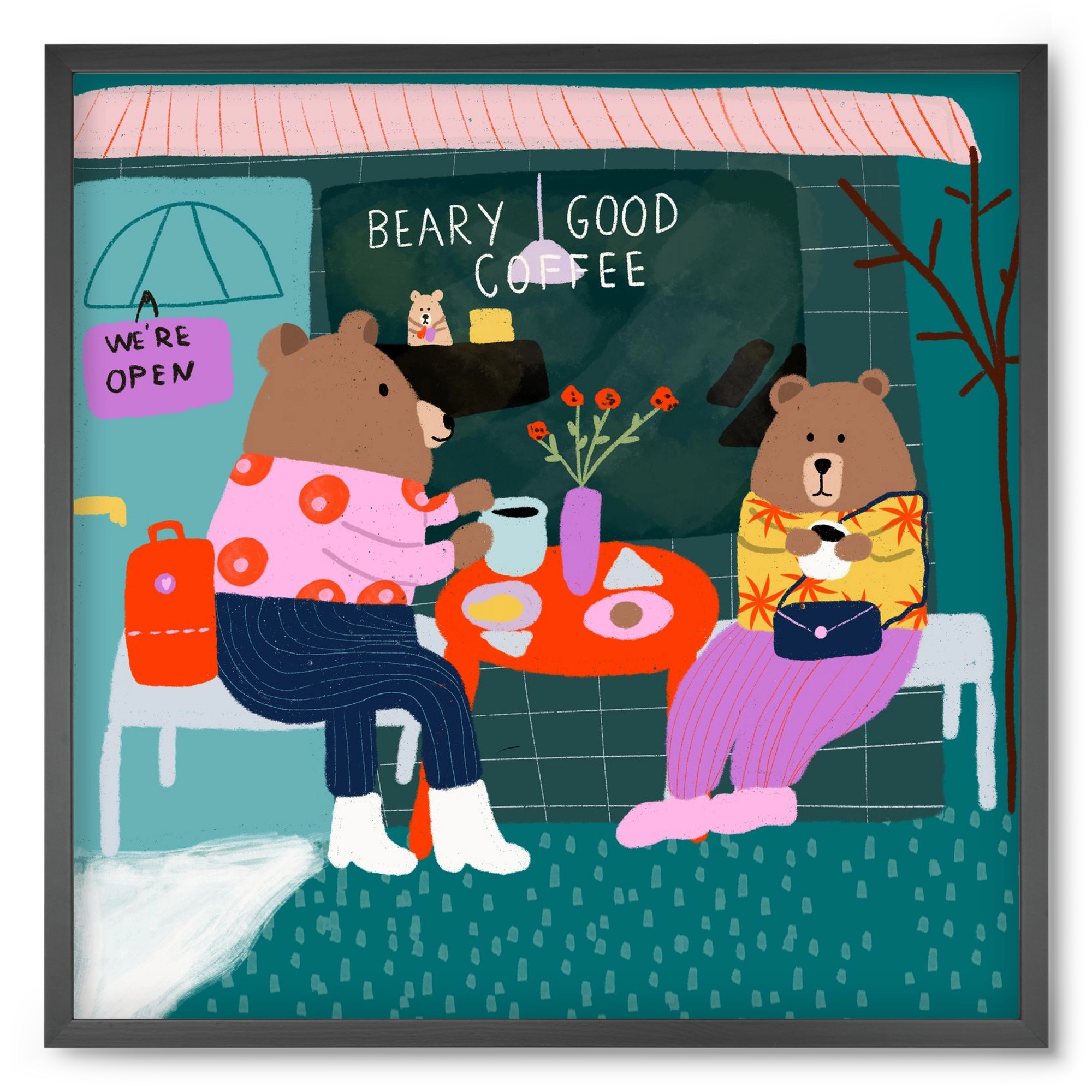 The Bear-y good Coffee Shop , 50x50 cm (50x50 cm), Fekete keret
