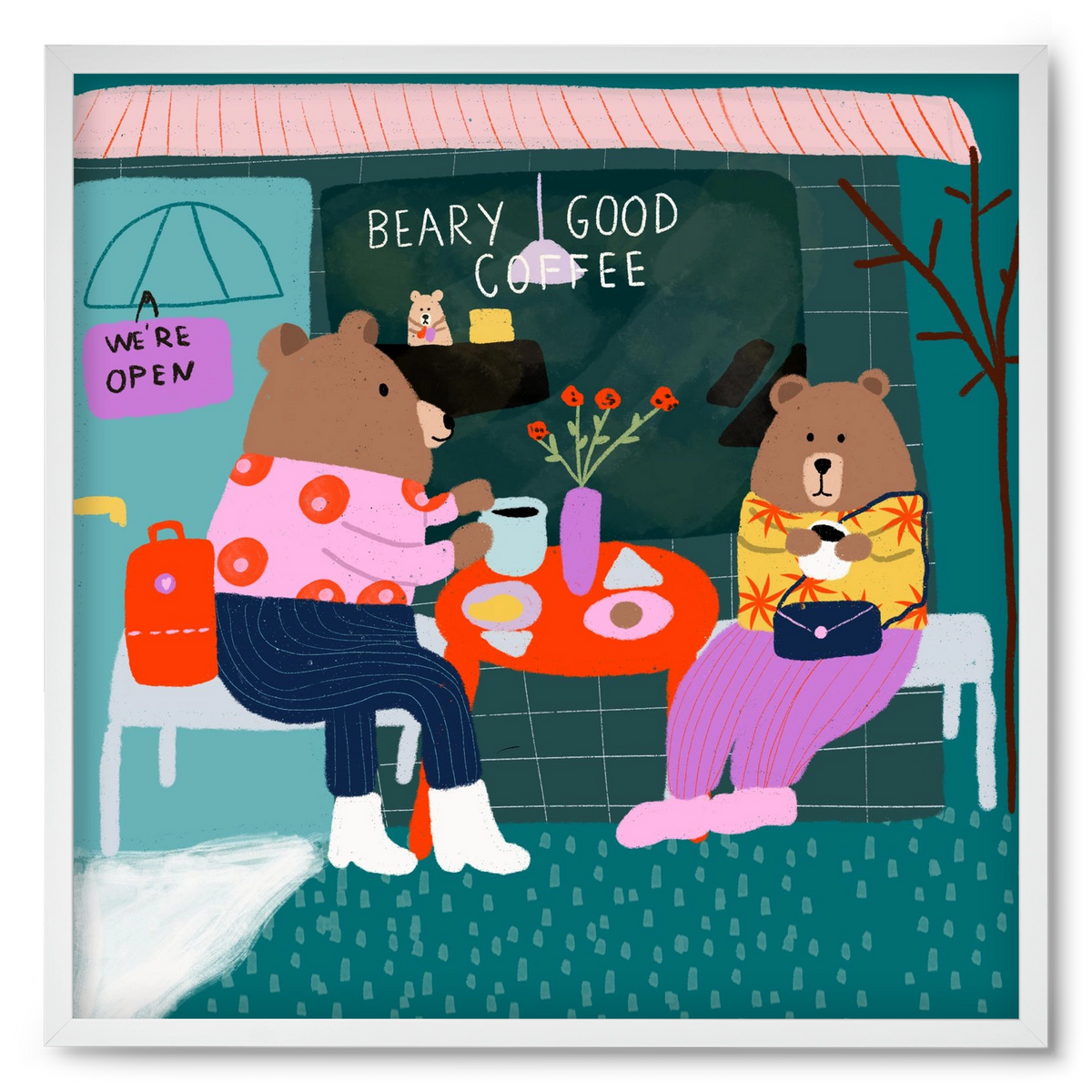 The Bear-y good Coffee Shop , 50x50 cm (50x50 cm), Fehér keret