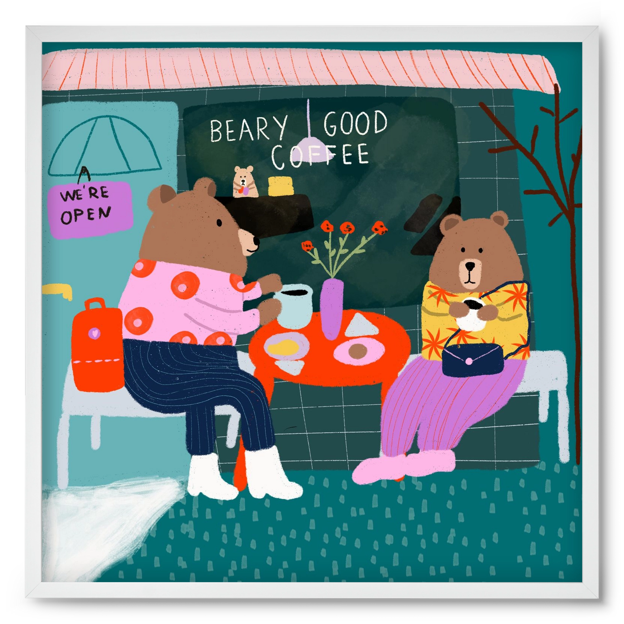 The Bear-y good Coffee Shop , 50x50 cm (50x50 cm), Fehér keret