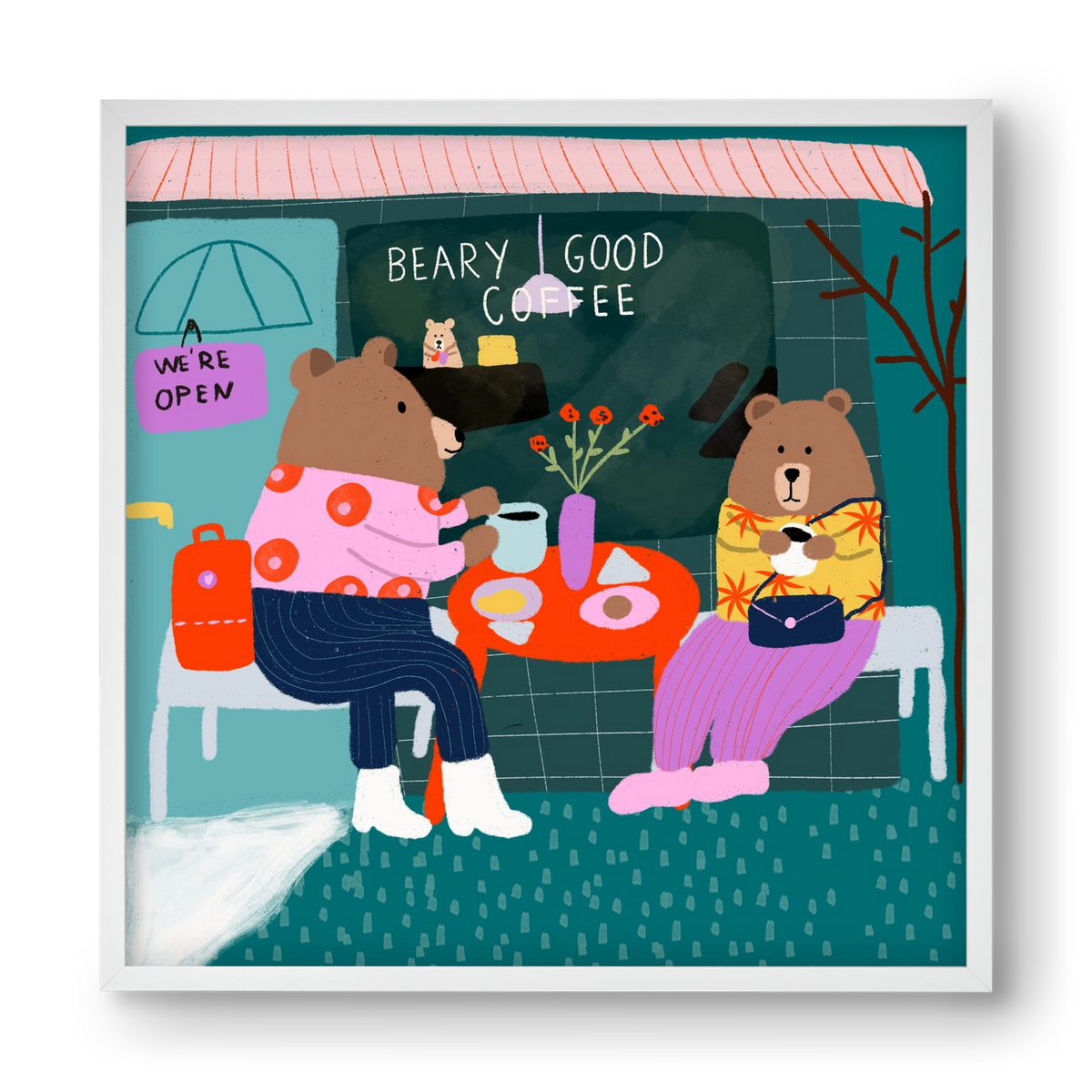 The Bear-y good Coffee Shop , 40x40 cm (40x40 cm), Fehér keret
