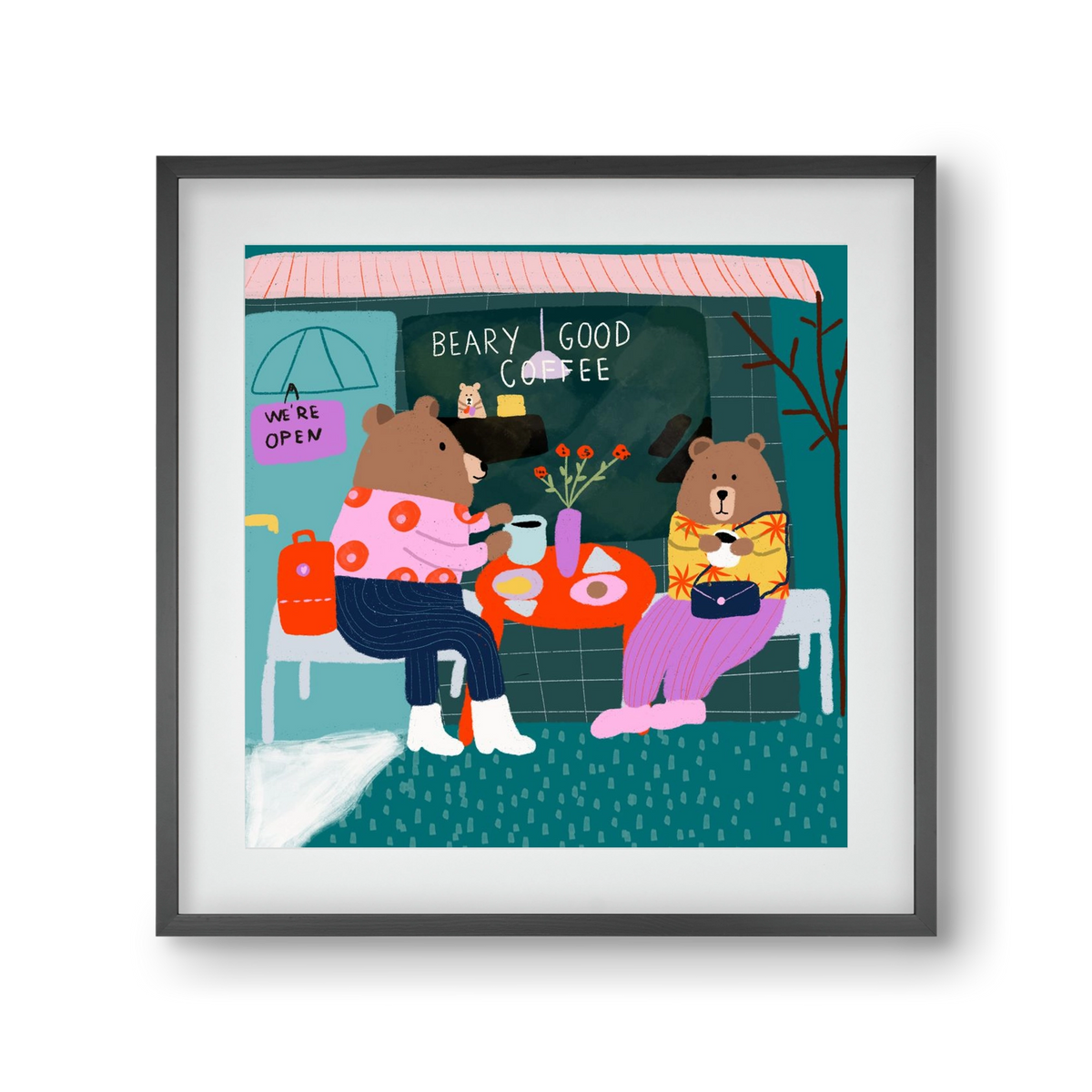 The Bear-y good Coffee Shop , 30x30 cm (20x20 cm), Fekete keret, paszpartuval