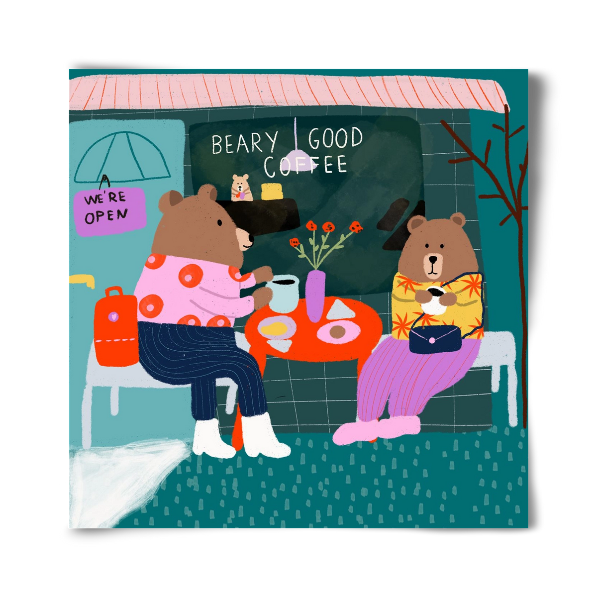 The Bear-y good Coffee Shop , 40x40 cm, Keret nélkül