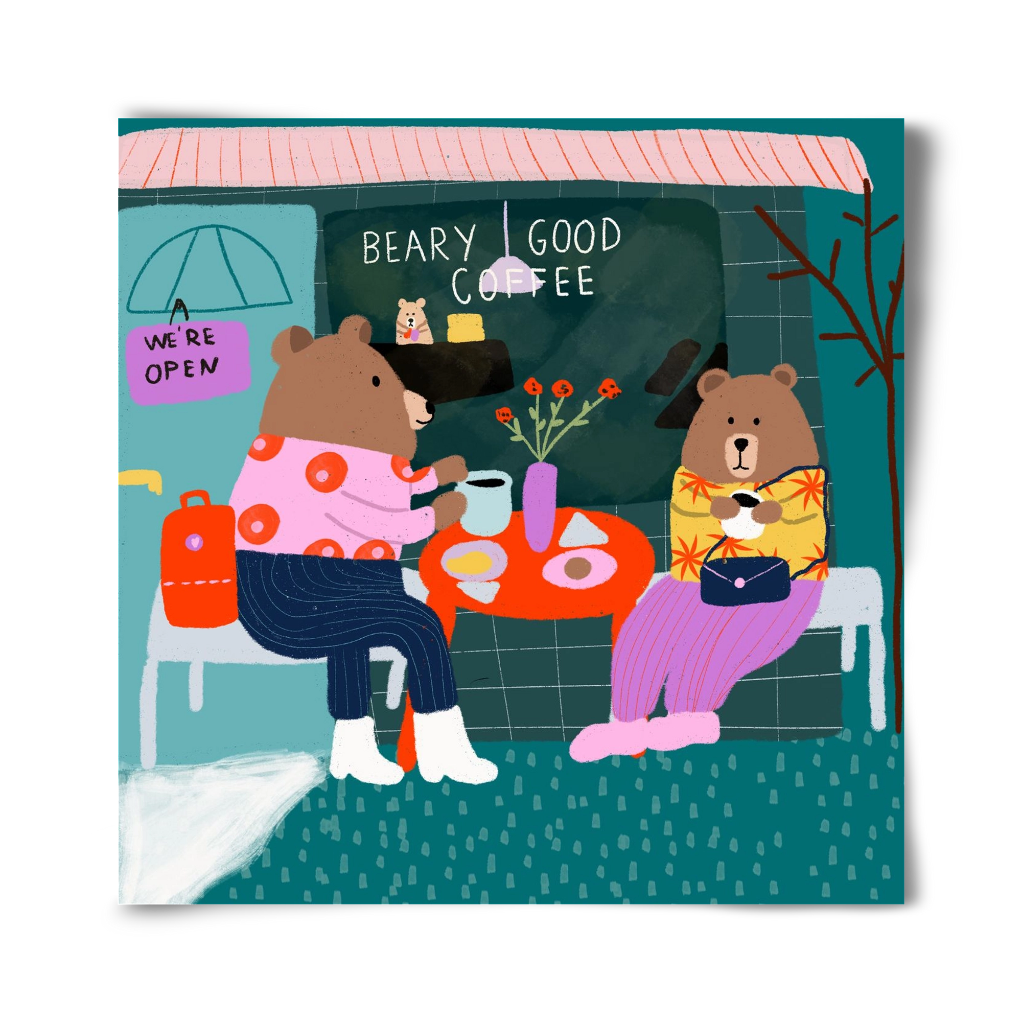 The Bear-y good Coffee Shop , 40x40 cm, Keret nélkül