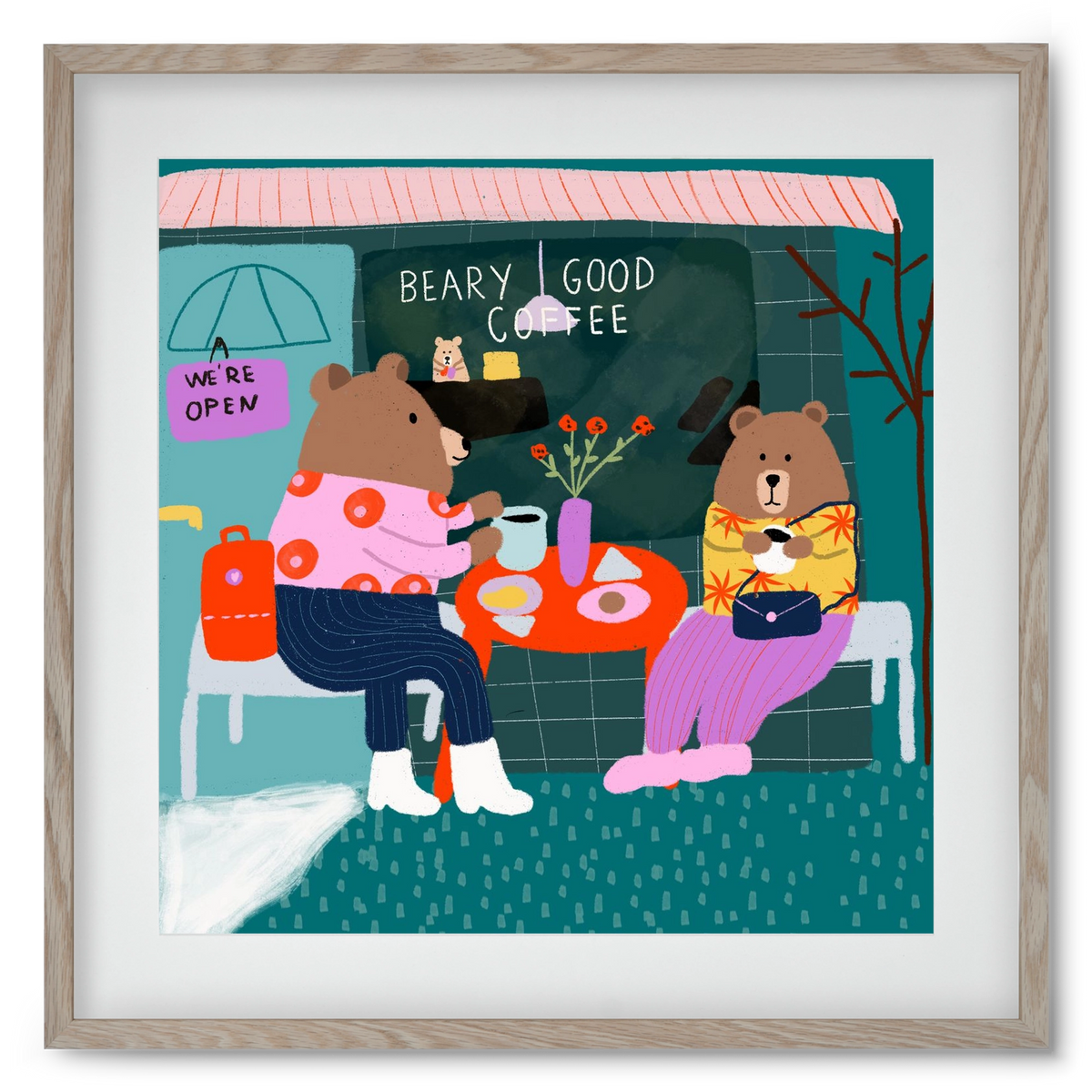 The Bear-y good Coffee Shop , 50x50 cm (40x40 cm), Tölgy keret, paszpartuval