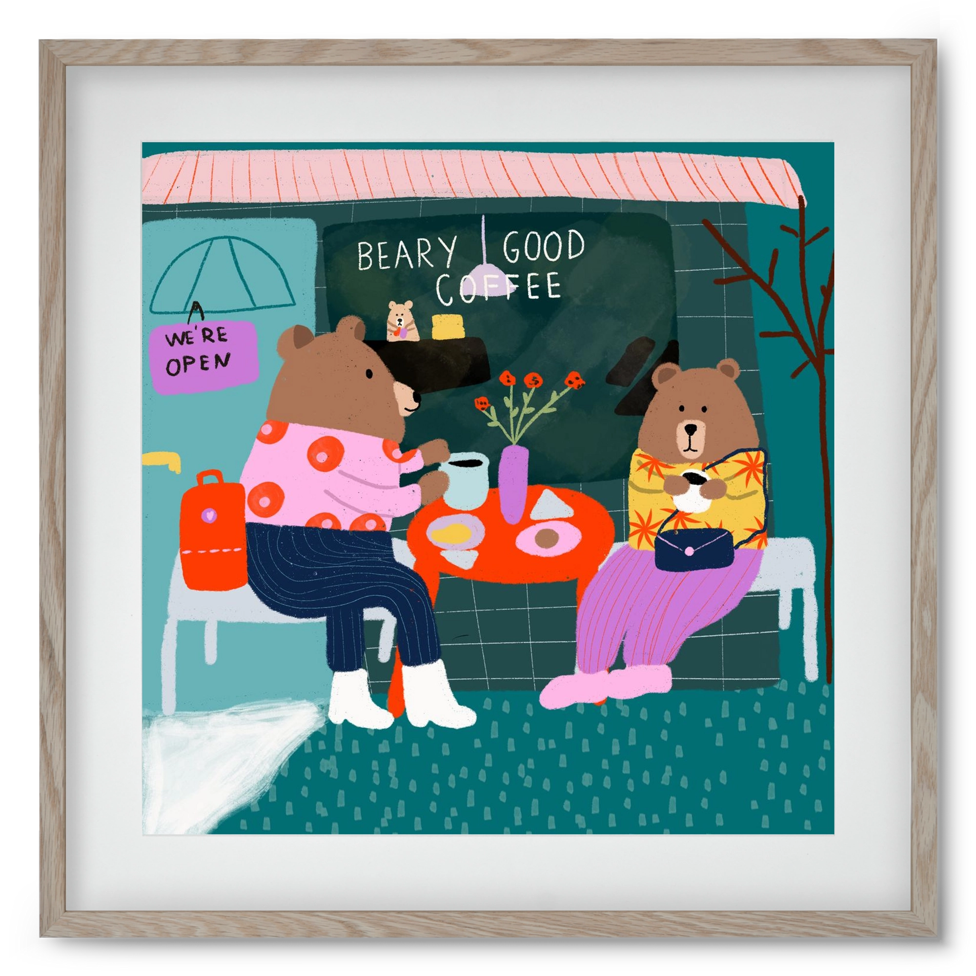 The Bear-y good Coffee Shop , 50x50 cm (40x40 cm), Tölgy keret, paszpartuval
