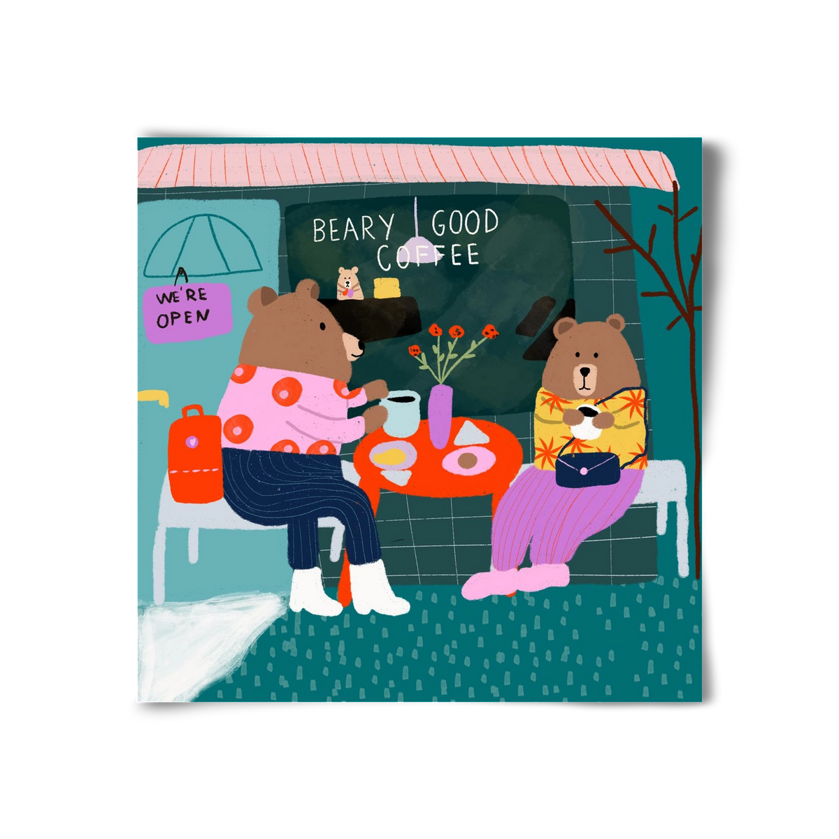 The Bear-y good Coffee Shop , 30x30 cm, Keret nélkül