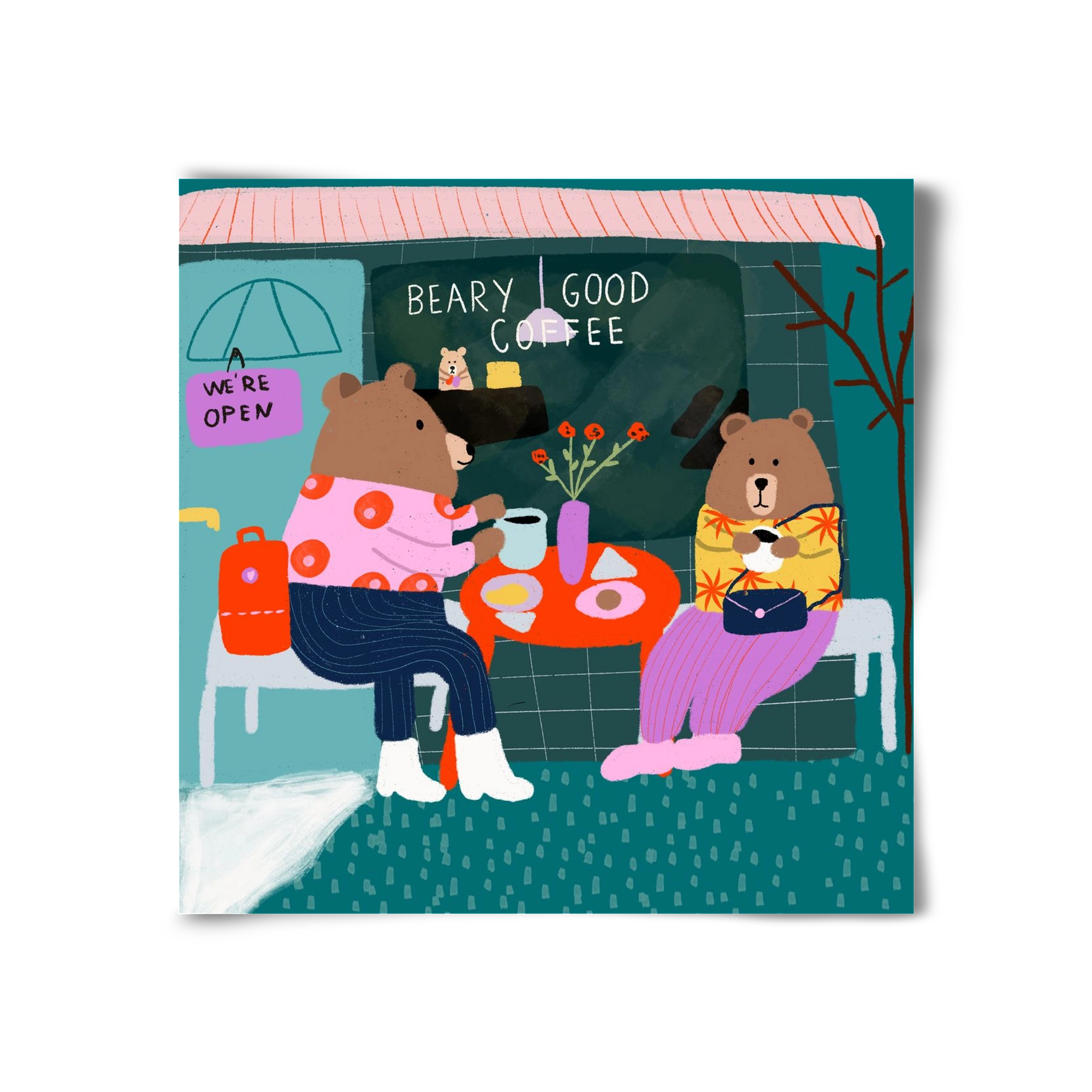 The Bear-y good Coffee Shop , 30x30 cm, Keret nélkül