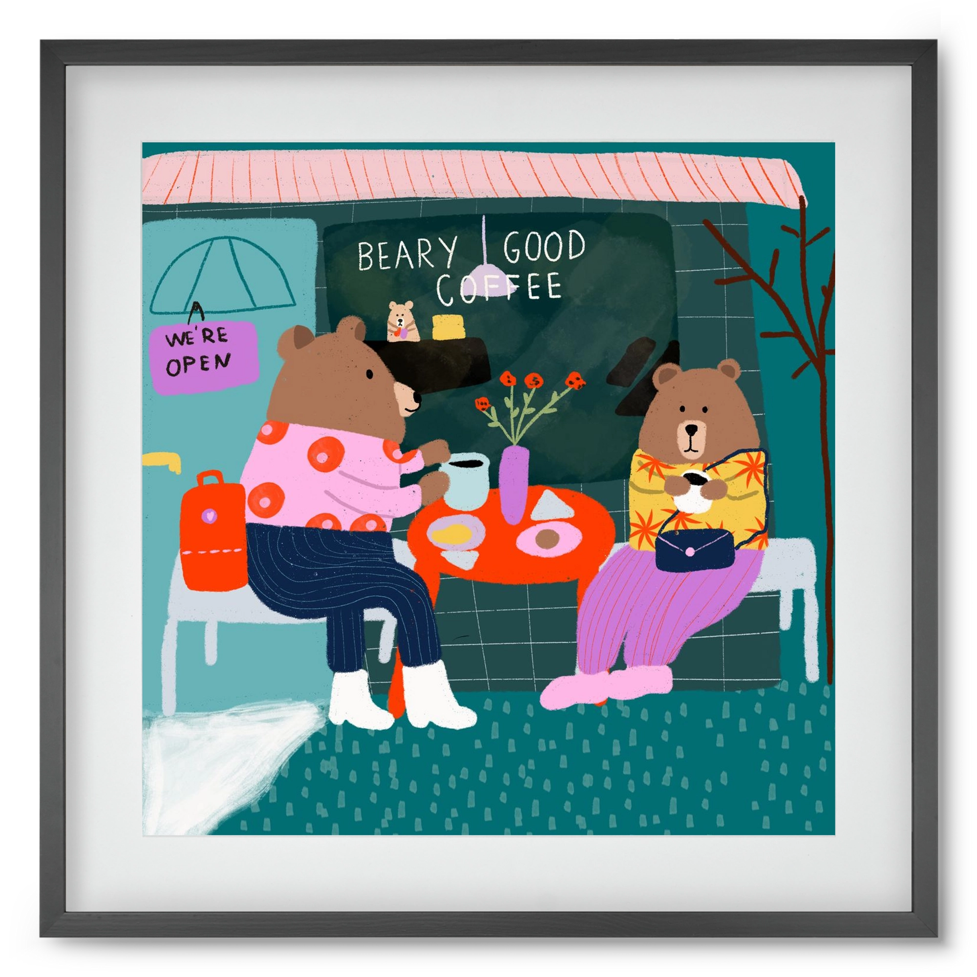 The Bear-y good Coffee Shop , 50x50 cm (40x40 cm), Fekete keret, paszpartuval