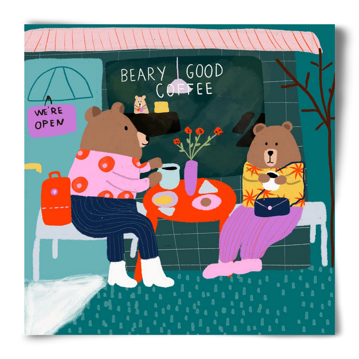 The Bear-y good Coffee Shop , 50x50 cm, Keret nélkül