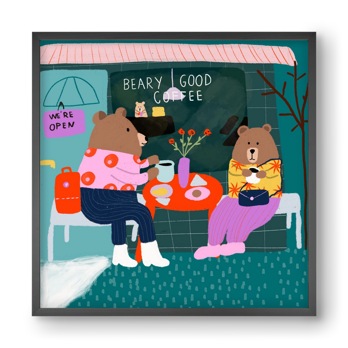The Bear-y good Coffee Shop , 40x40 cm (40x40 cm), Fekete keret