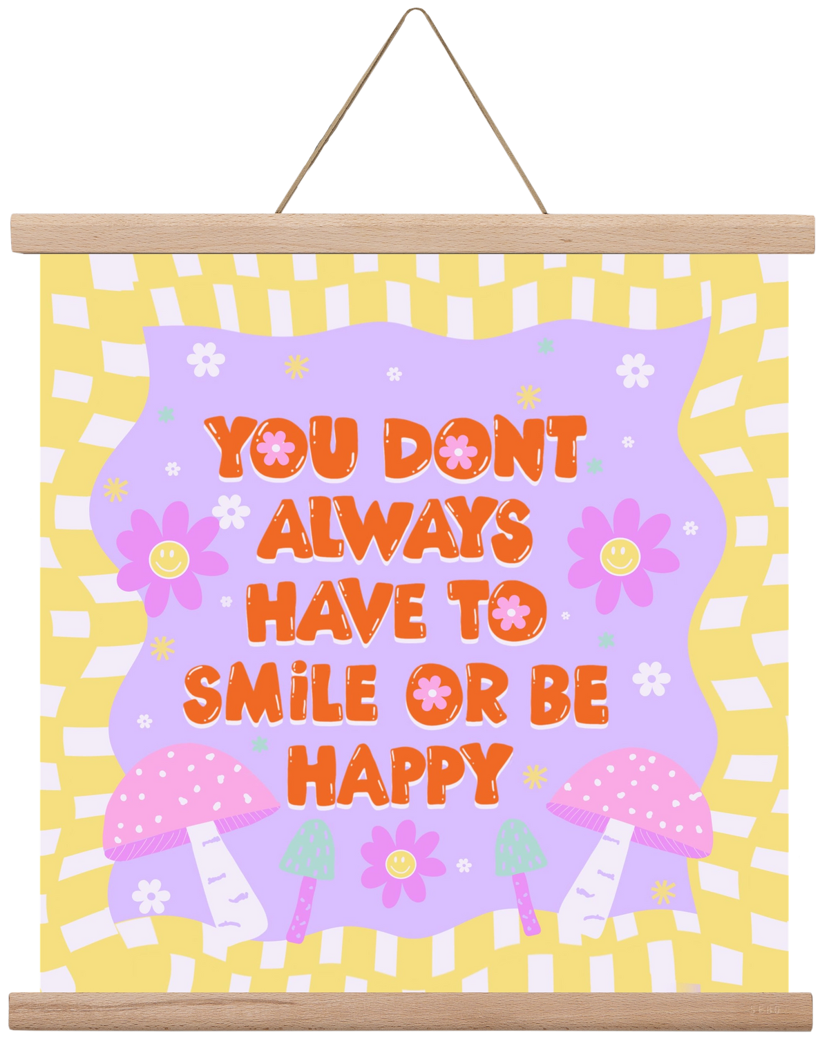 You Don’t Always Have To Smile , 40x40 cm (40x40 cm), Tölgy akasztó