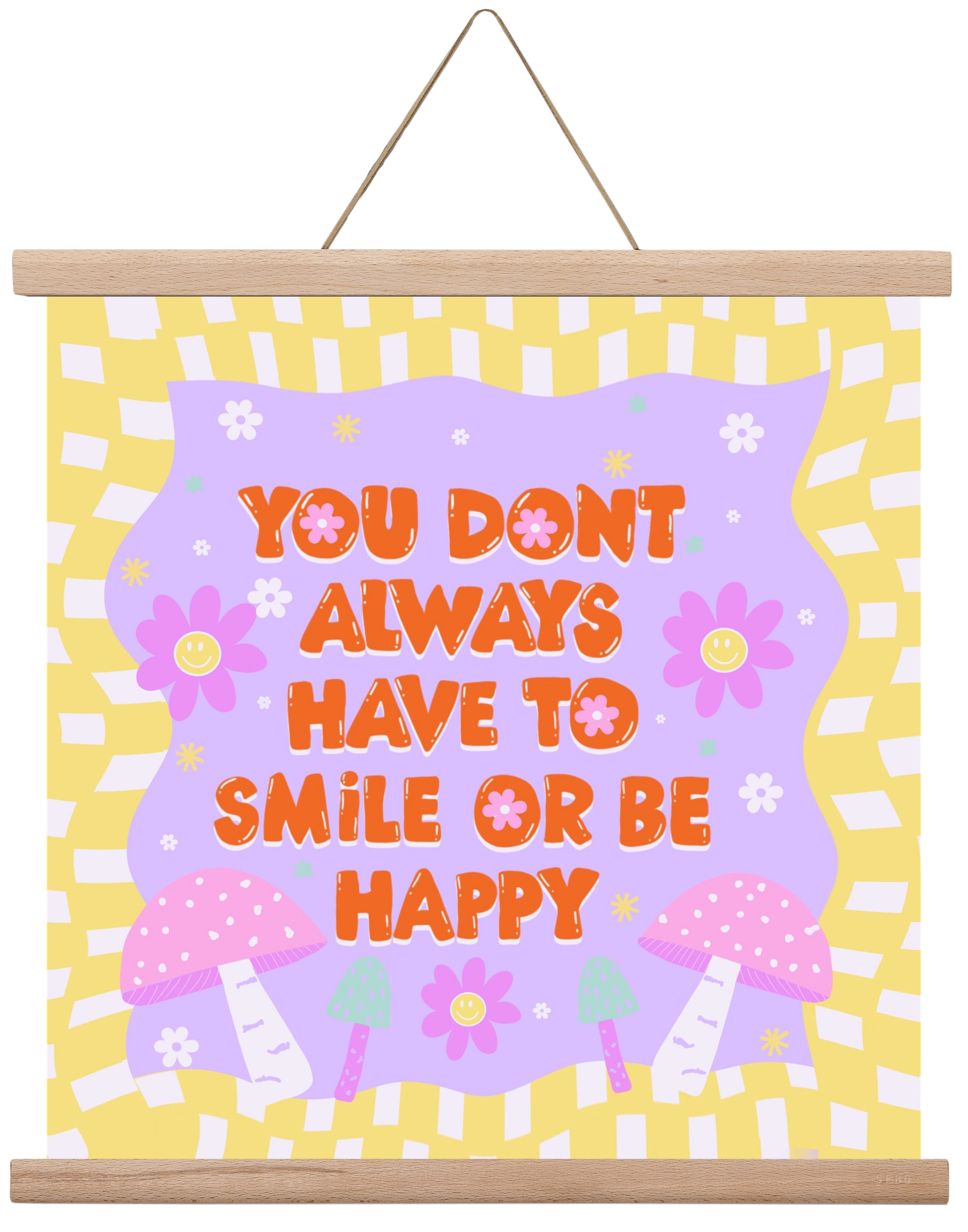 You Don’t Always Have To Smile , 40x40 cm (40x40 cm), Tölgy akasztó