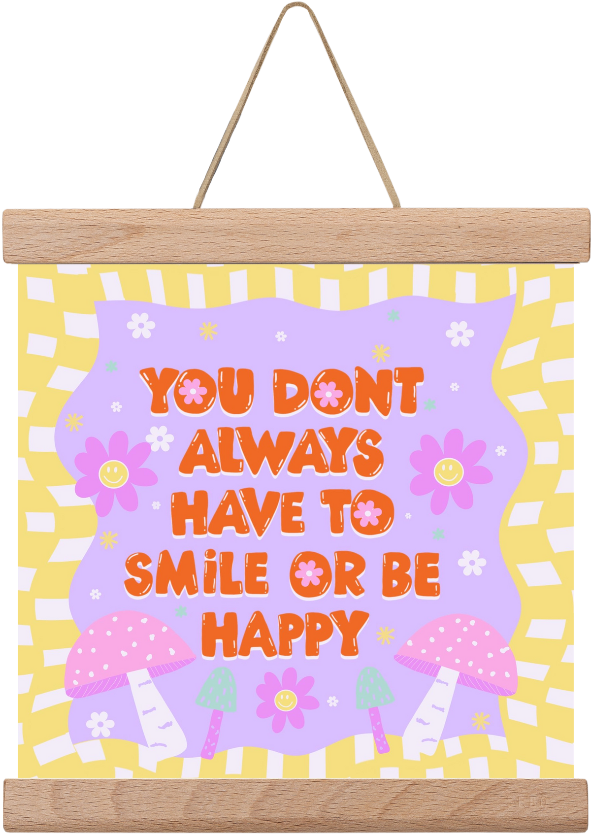 You Don’t Always Have To Smile , 20x20 cm (20x20 cm), Tölgy akasztó