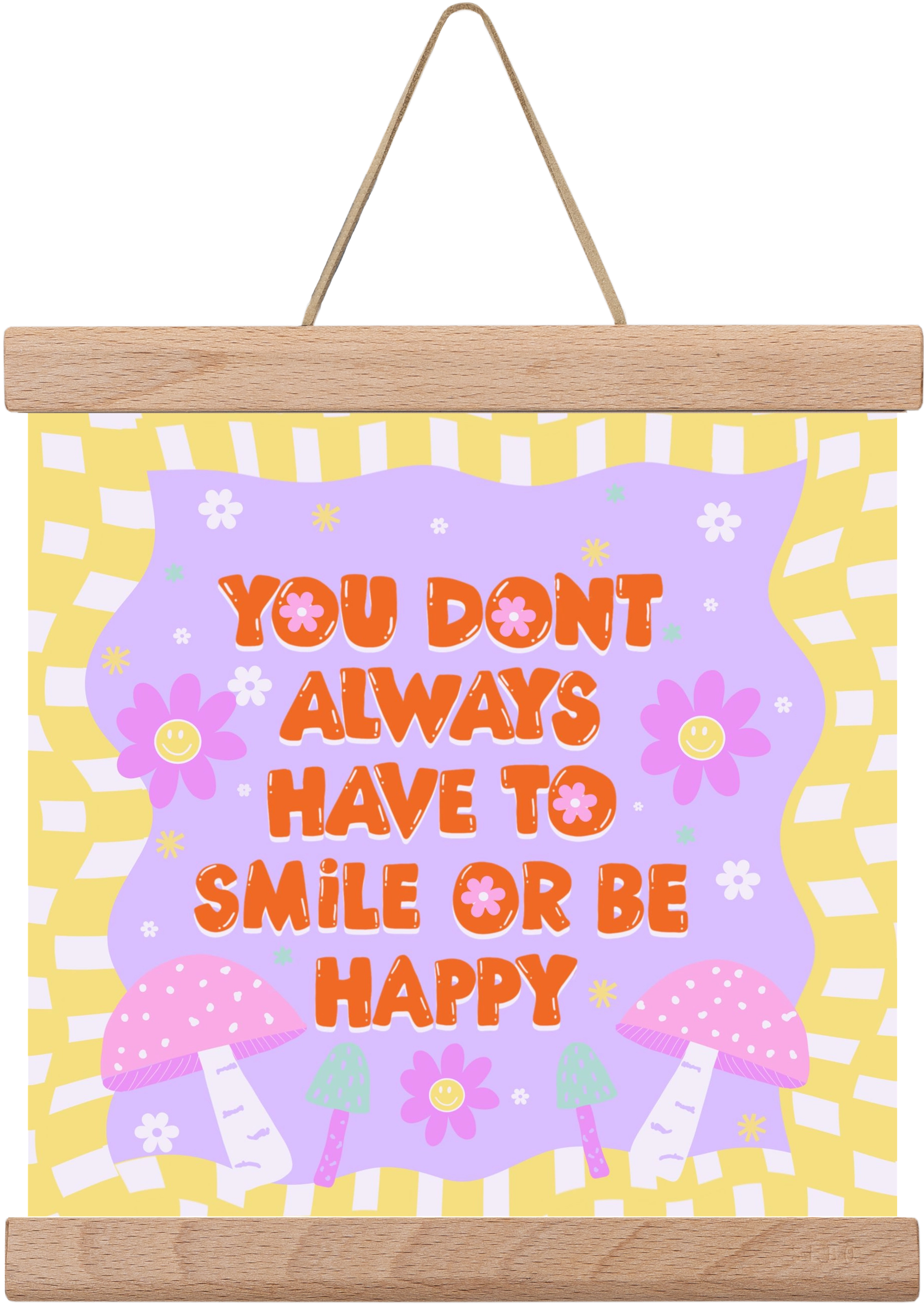 You Don’t Always Have To Smile , 20x20 cm (20x20 cm), Tölgy akasztó