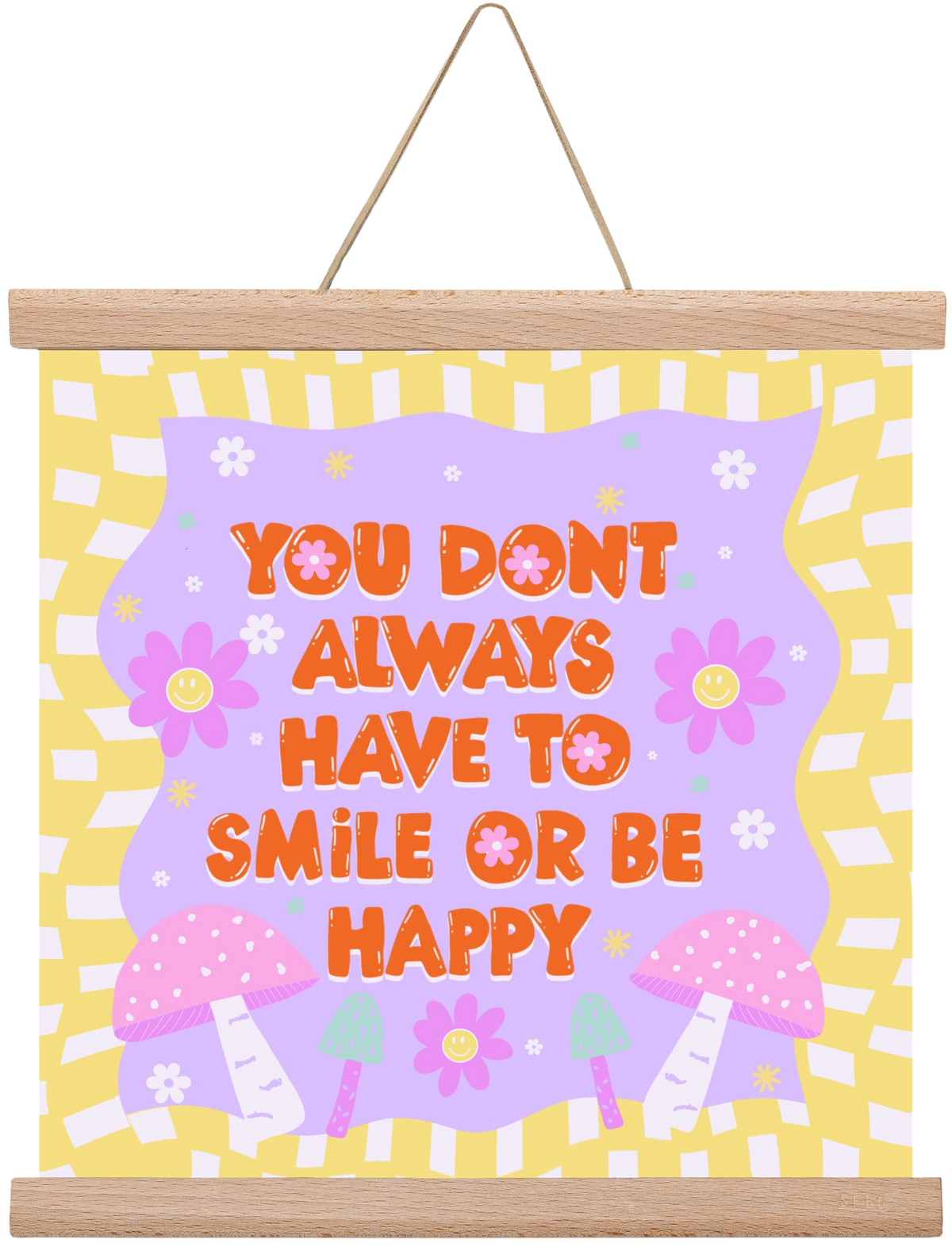 You Don’t Always Have To Smile , 30x30 cm (30x30 cm), Tölgy akasztó