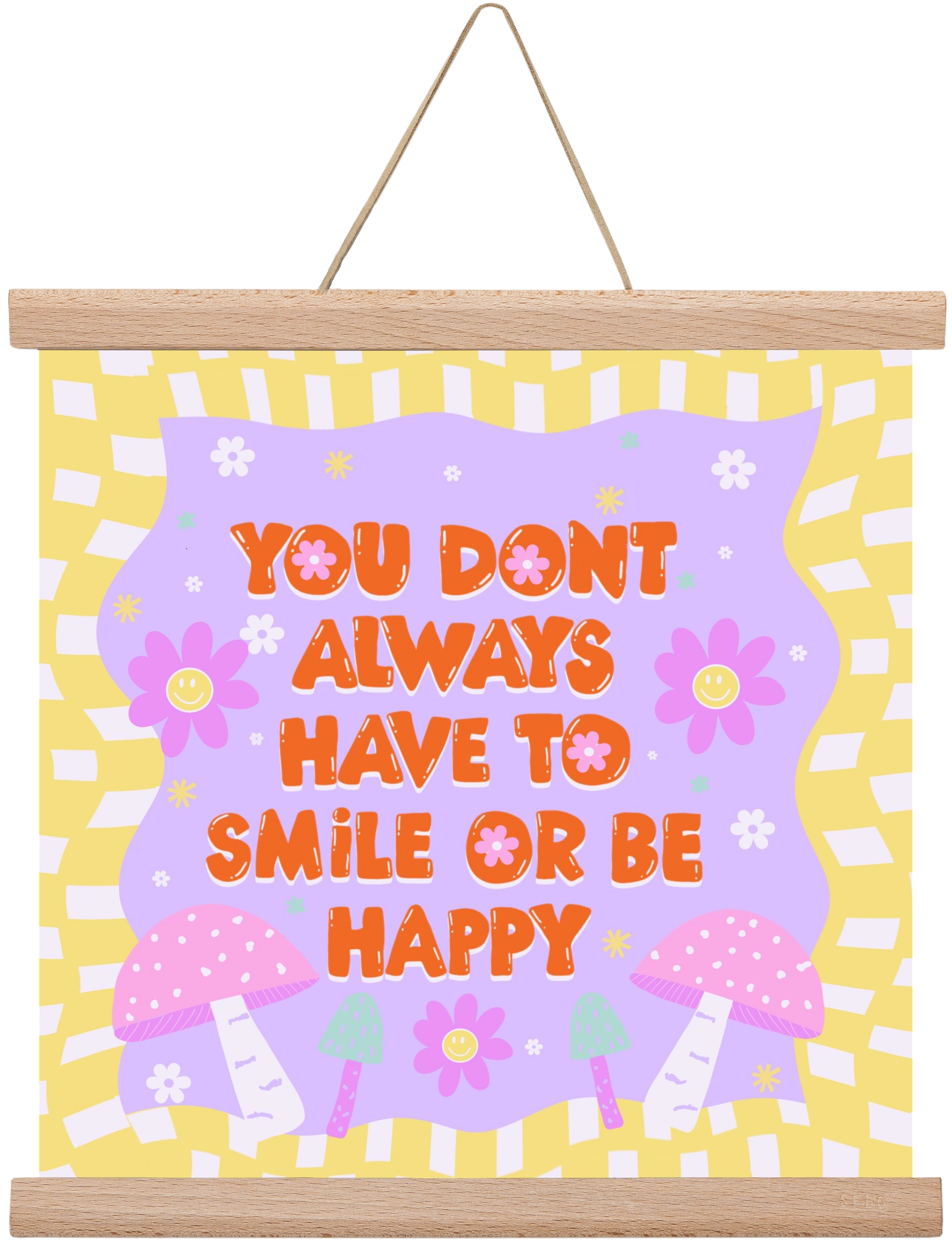 You Don’t Always Have To Smile , 30x30 cm (30x30 cm), Tölgy akasztó