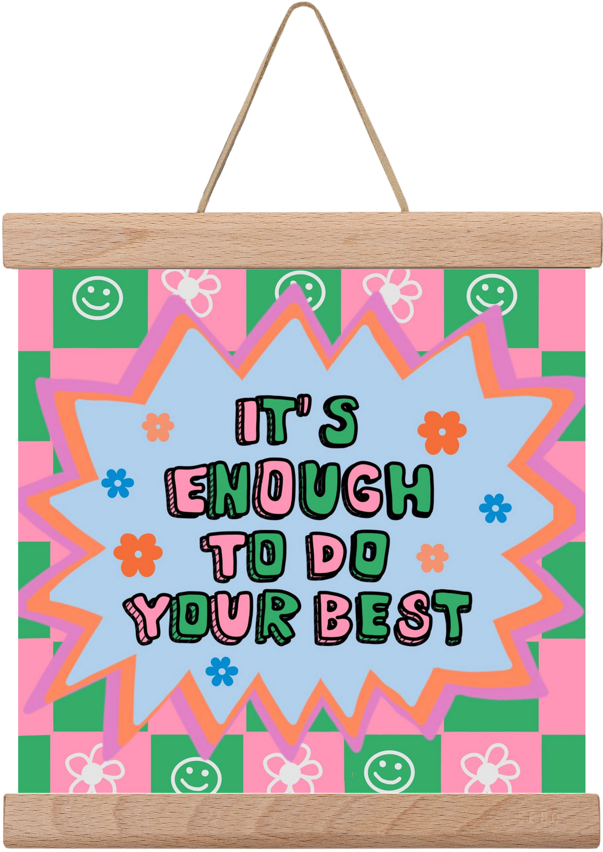 It’s Enough To Do Your Best , 20x20 cm (20x20 cm), Tölgy akasztó