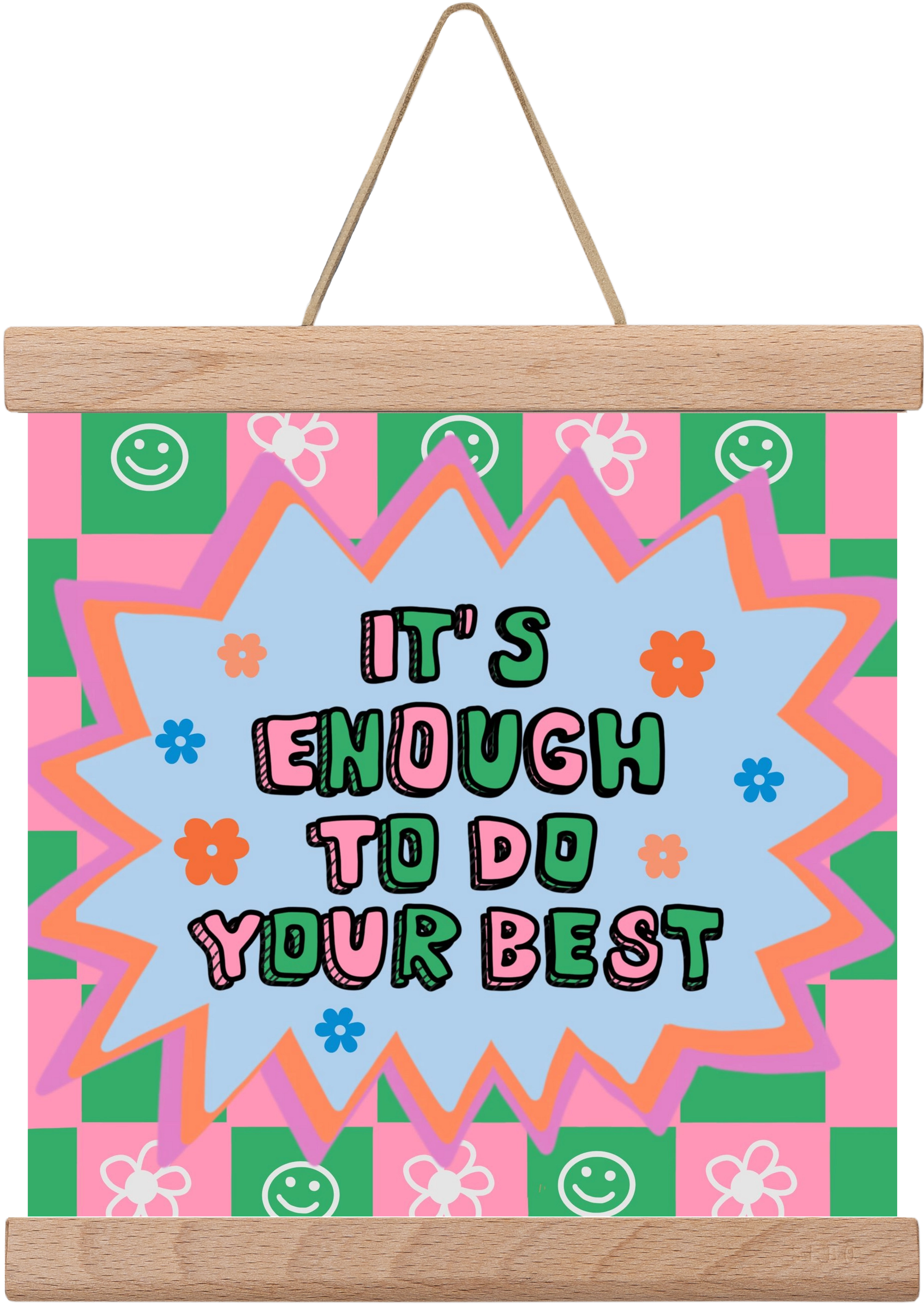 It’s Enough To Do Your Best , 20x20 cm (20x20 cm), Tölgy akasztó