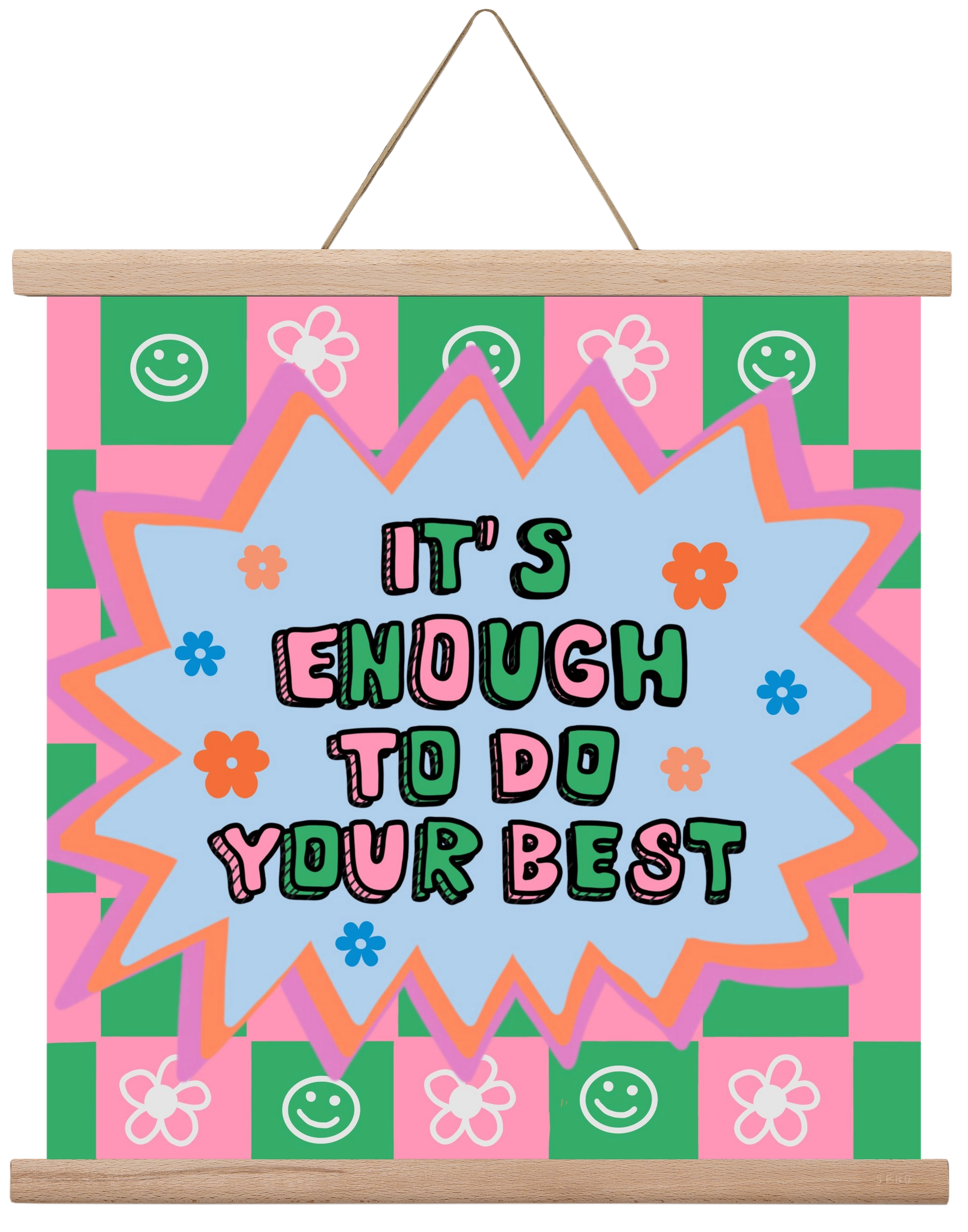 It’s Enough To Do Your Best , 40x40 cm (40x40 cm), Tölgy akasztó