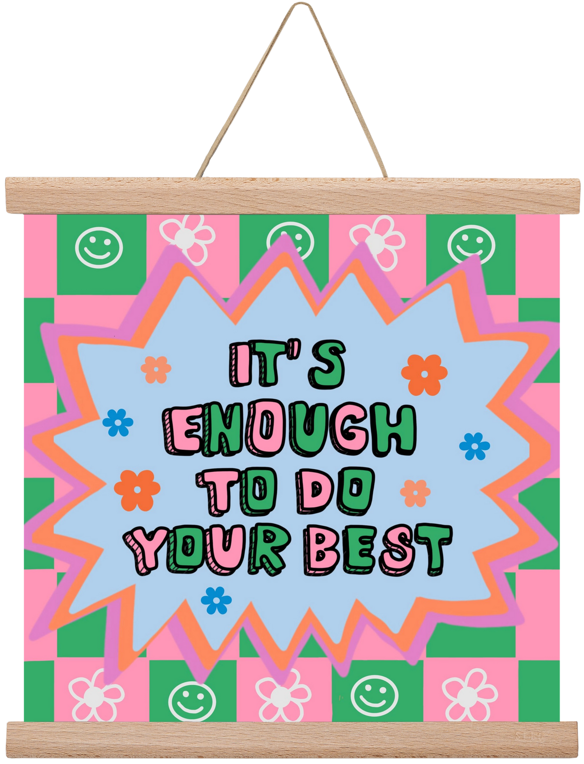 It’s Enough To Do Your Best , 30x30 cm (30x30 cm), Tölgy akasztó