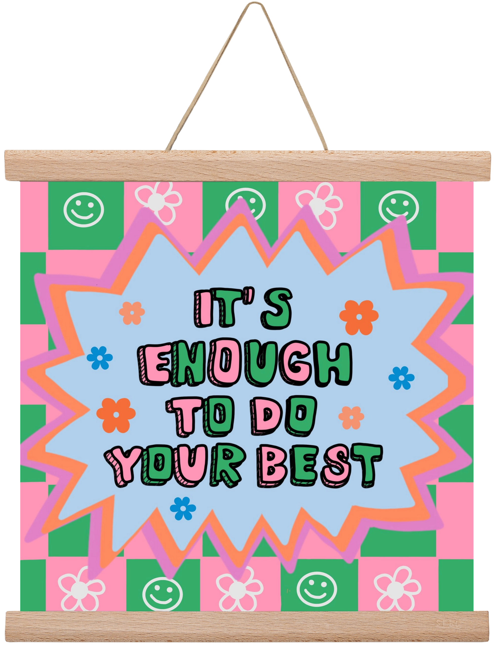 It’s Enough To Do Your Best , 30x30 cm (30x30 cm), Tölgy akasztó