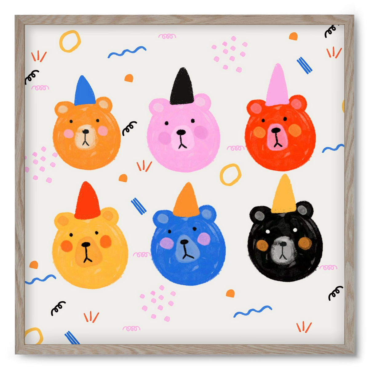 Party Bears , 50x50 cm (50x50 cm), Tölgy keret