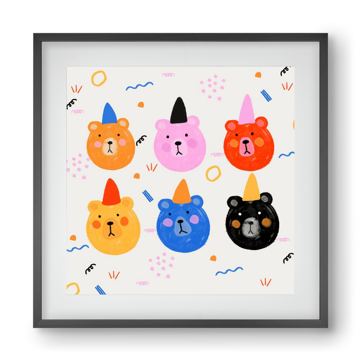 Party Bears , 40x40 cm (30x30 cm), Fekete keret, paszpartuval