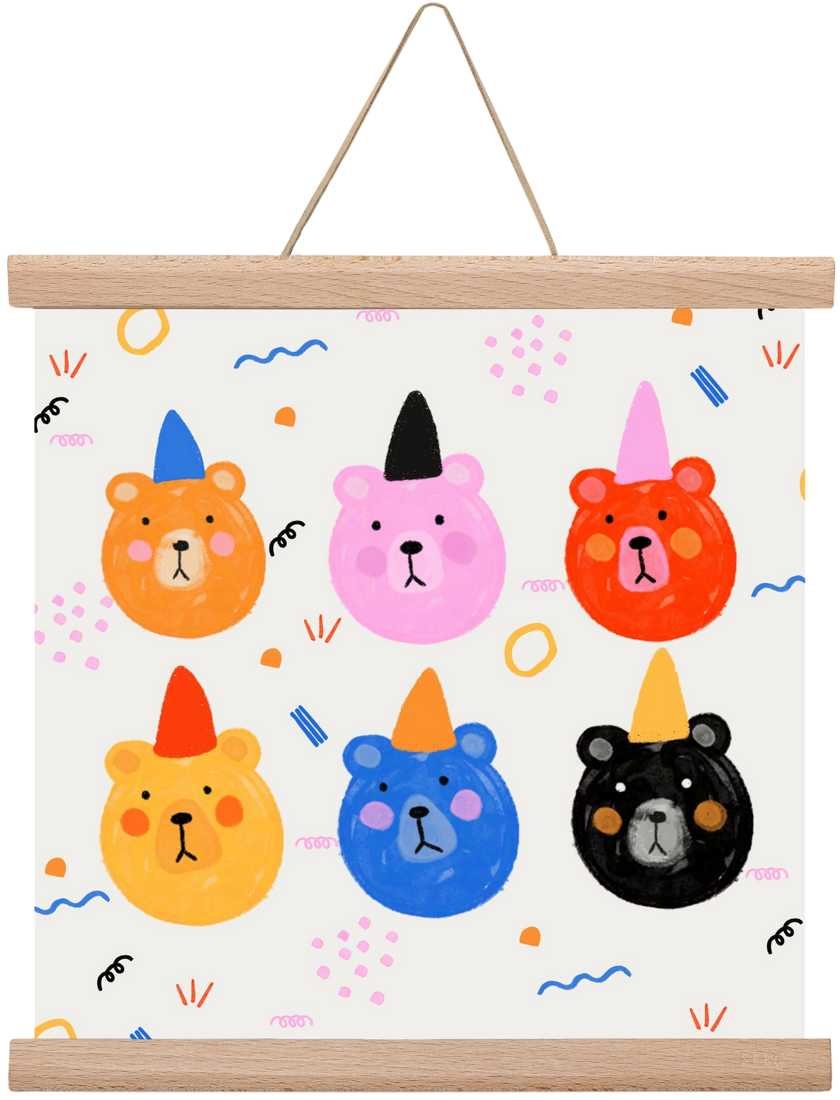 Party Bears , 30x30 cm (30x30 cm), Tölgy akasztó