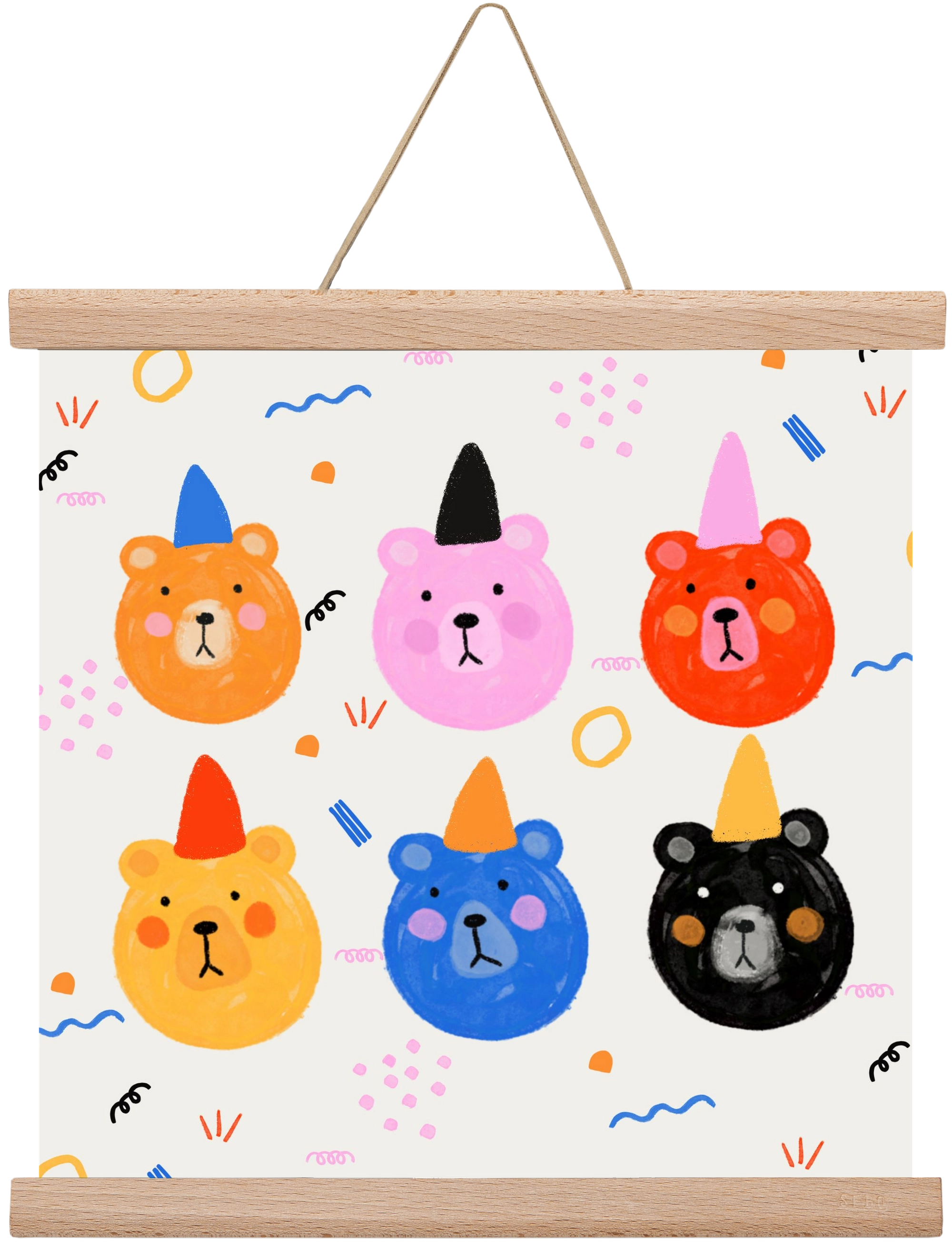 Party Bears , 30x30 cm (30x30 cm), Tölgy akasztó