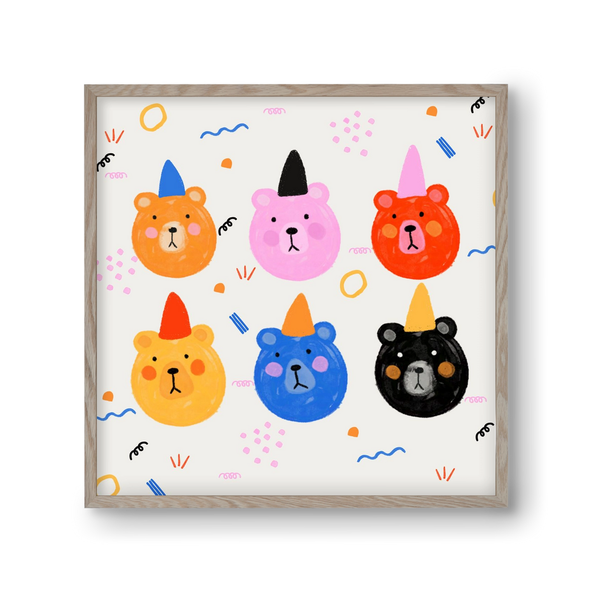 Party Bears , 30x30 cm (30x30 cm), Tölgy keret