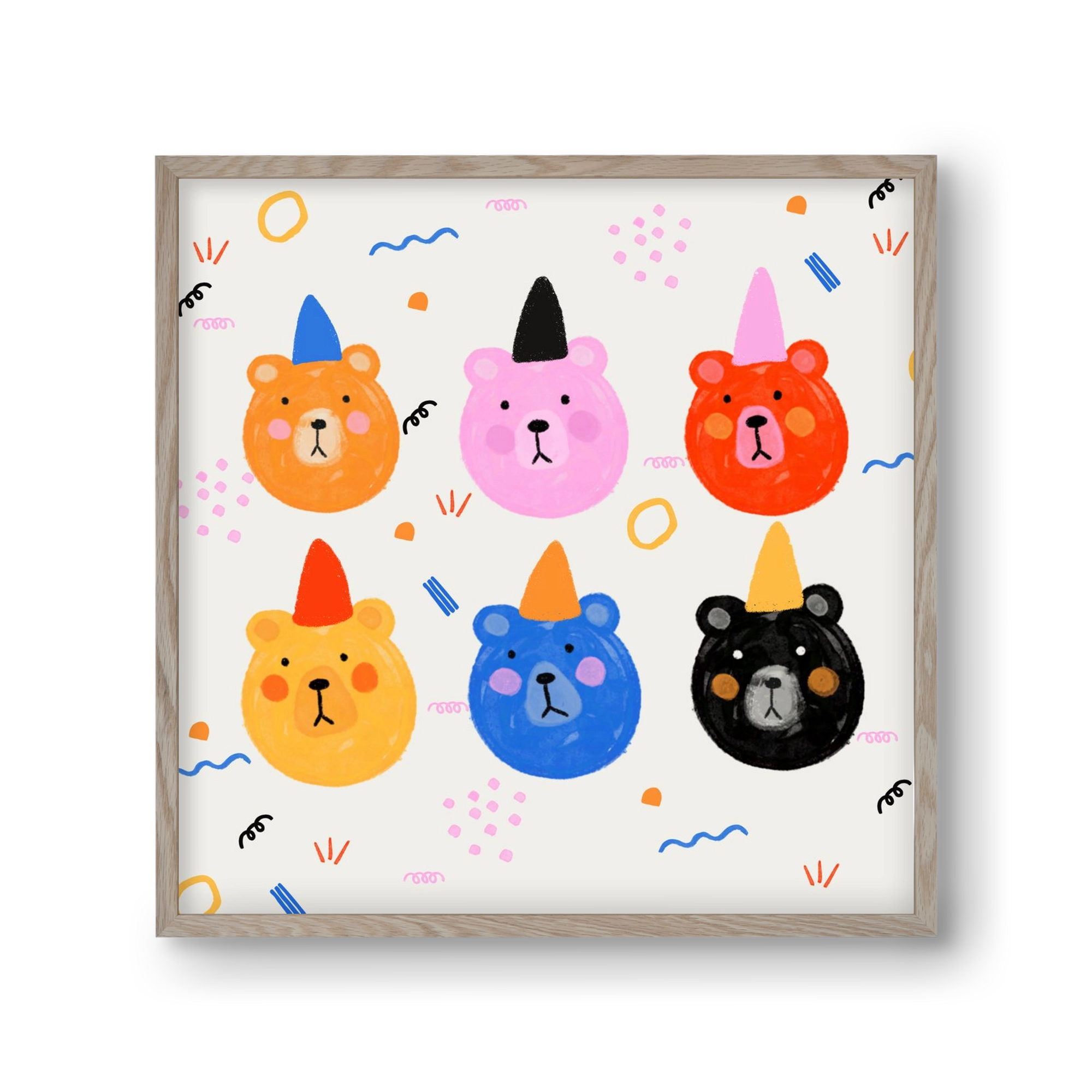 Party Bears , 30x30 cm (30x30 cm), Tölgy keret