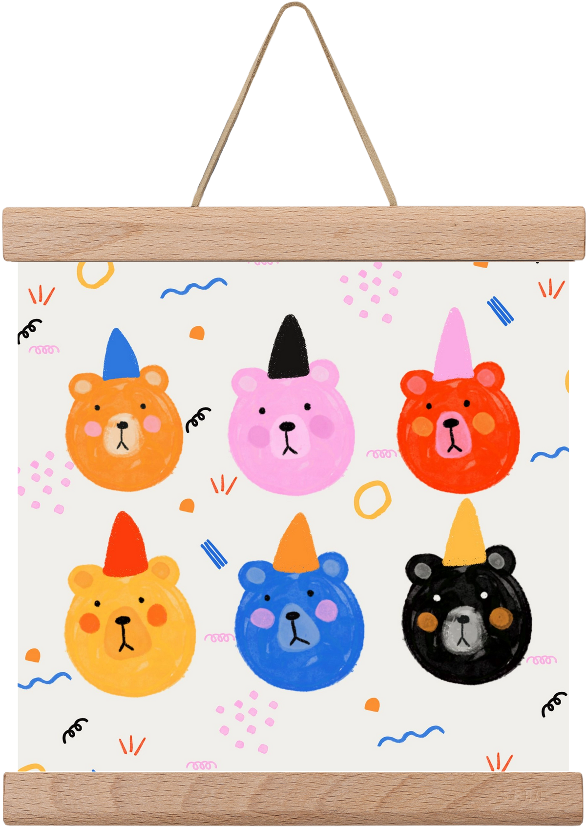 Party Bears , 20x20 cm (20x20 cm), Tölgy akasztó