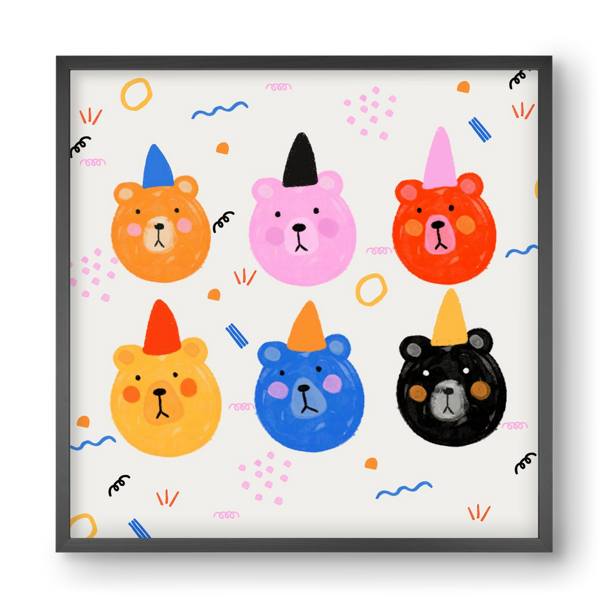 Party Bears , 40x40 cm (40x40 cm), Fekete keret